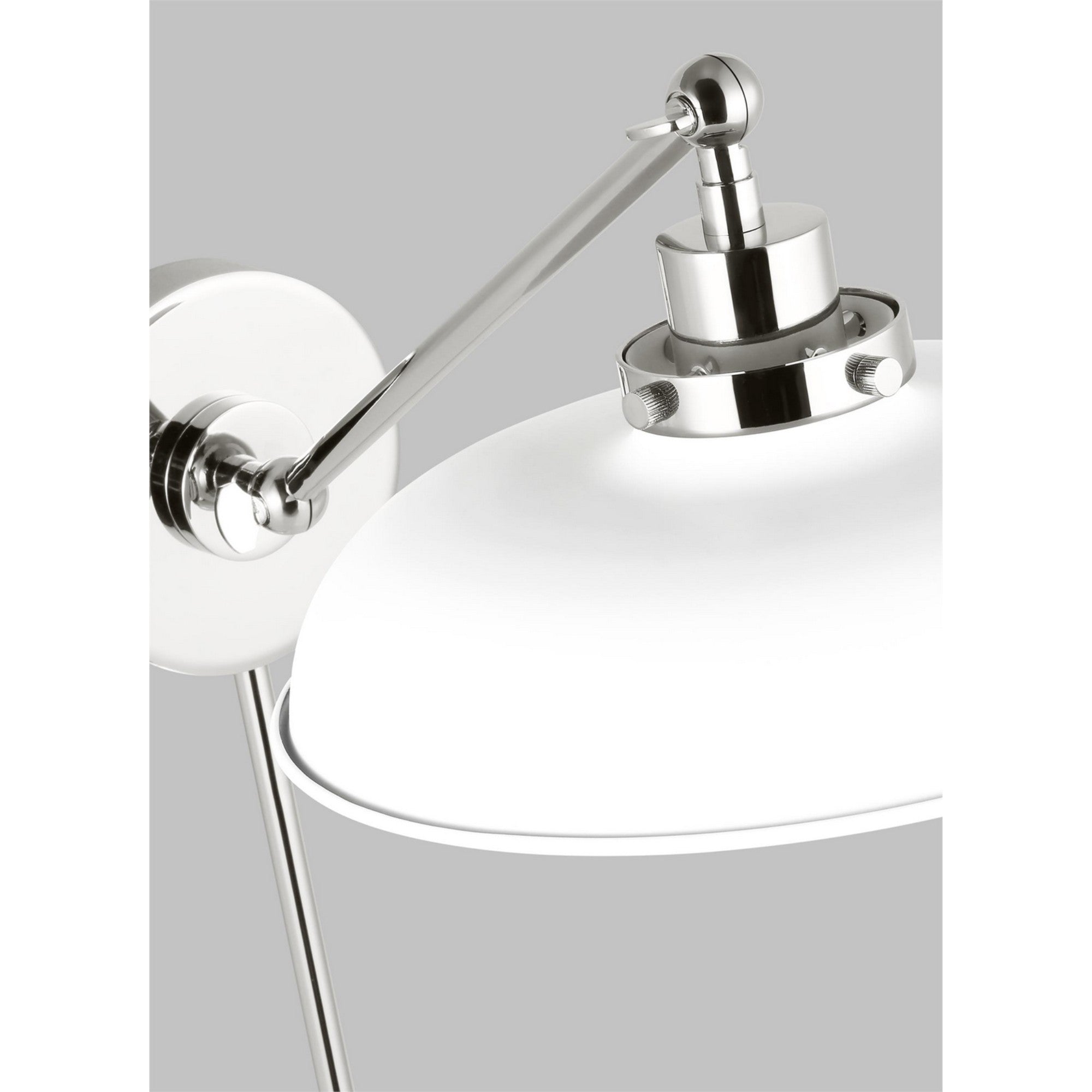 Wellfleet Single Arm Wide Task Sconce, Matte White & Polished Nickel Finish - Bees Lighting