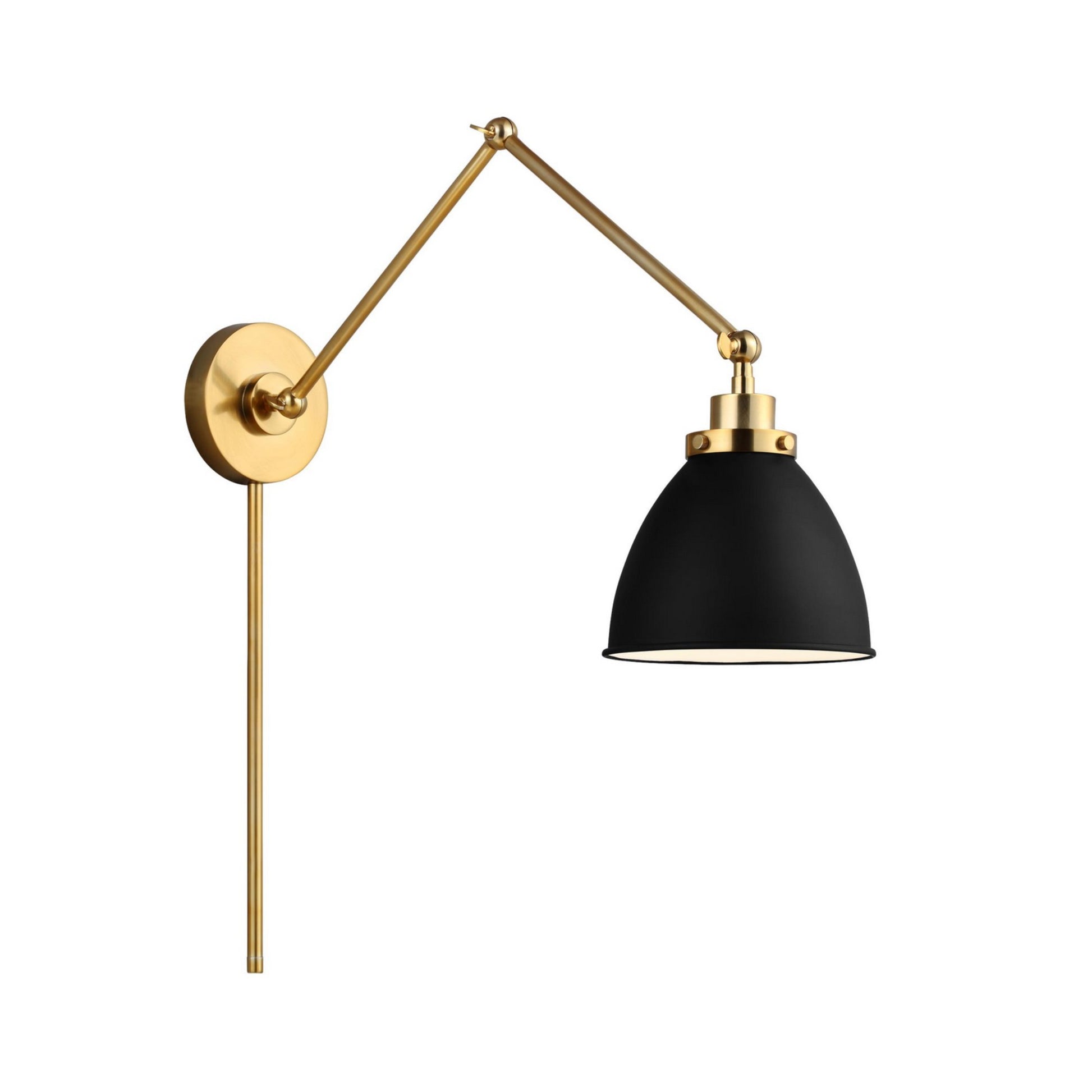Wellfleet Double Arm Dome Task Sconce, Midnight Black & Burnished Brass Finish - Bees Lighting