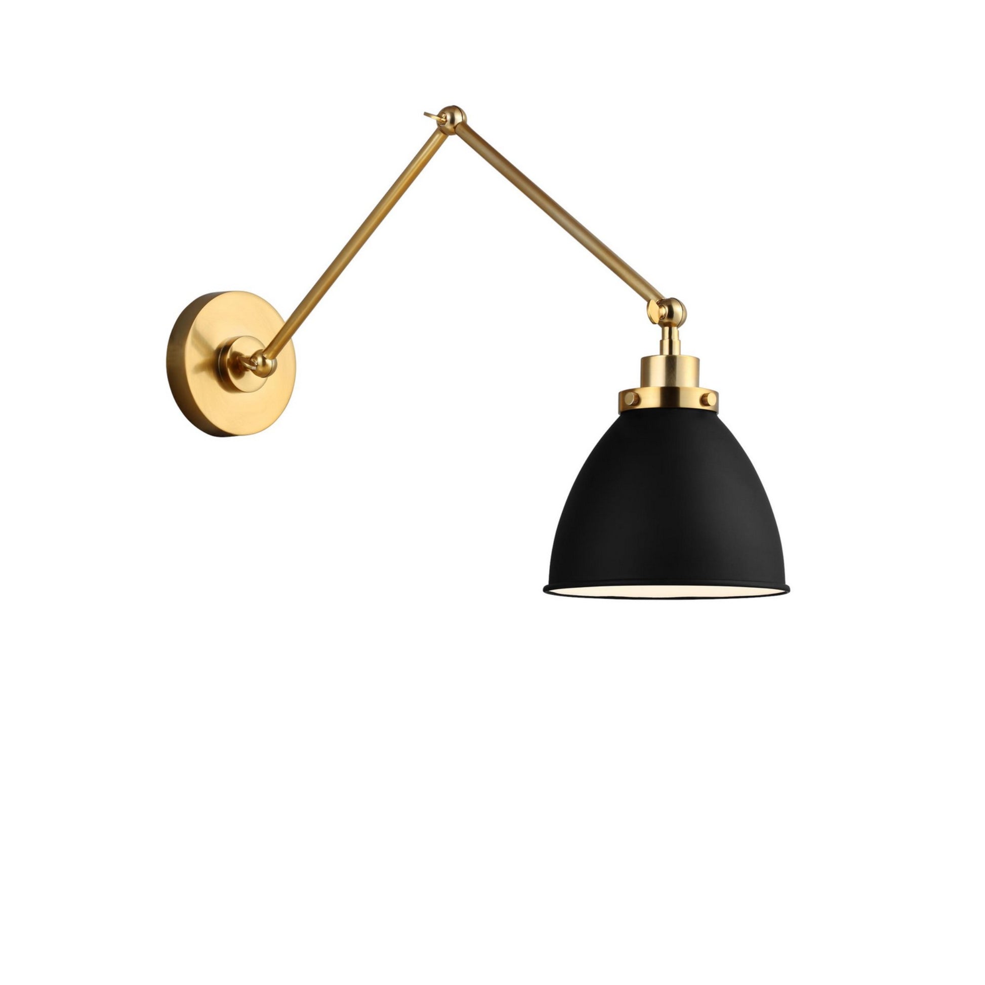 Wellfleet Double Arm Dome Task Sconce, Midnight Black & Burnished Brass Finish - Bees Lighting