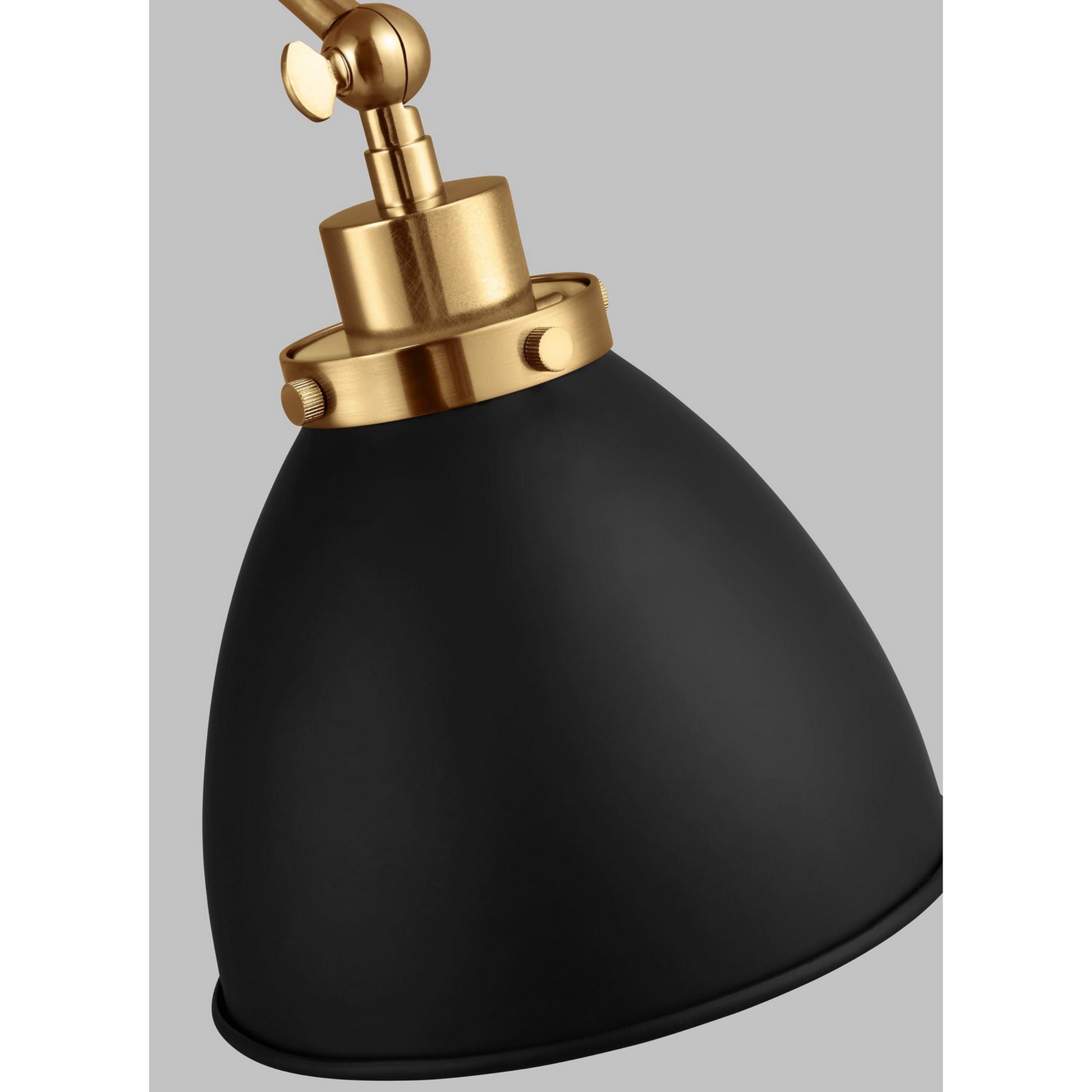 Wellfleet Double Arm Dome Task Sconce, Midnight Black & Burnished Brass Finish - Bees Lighting