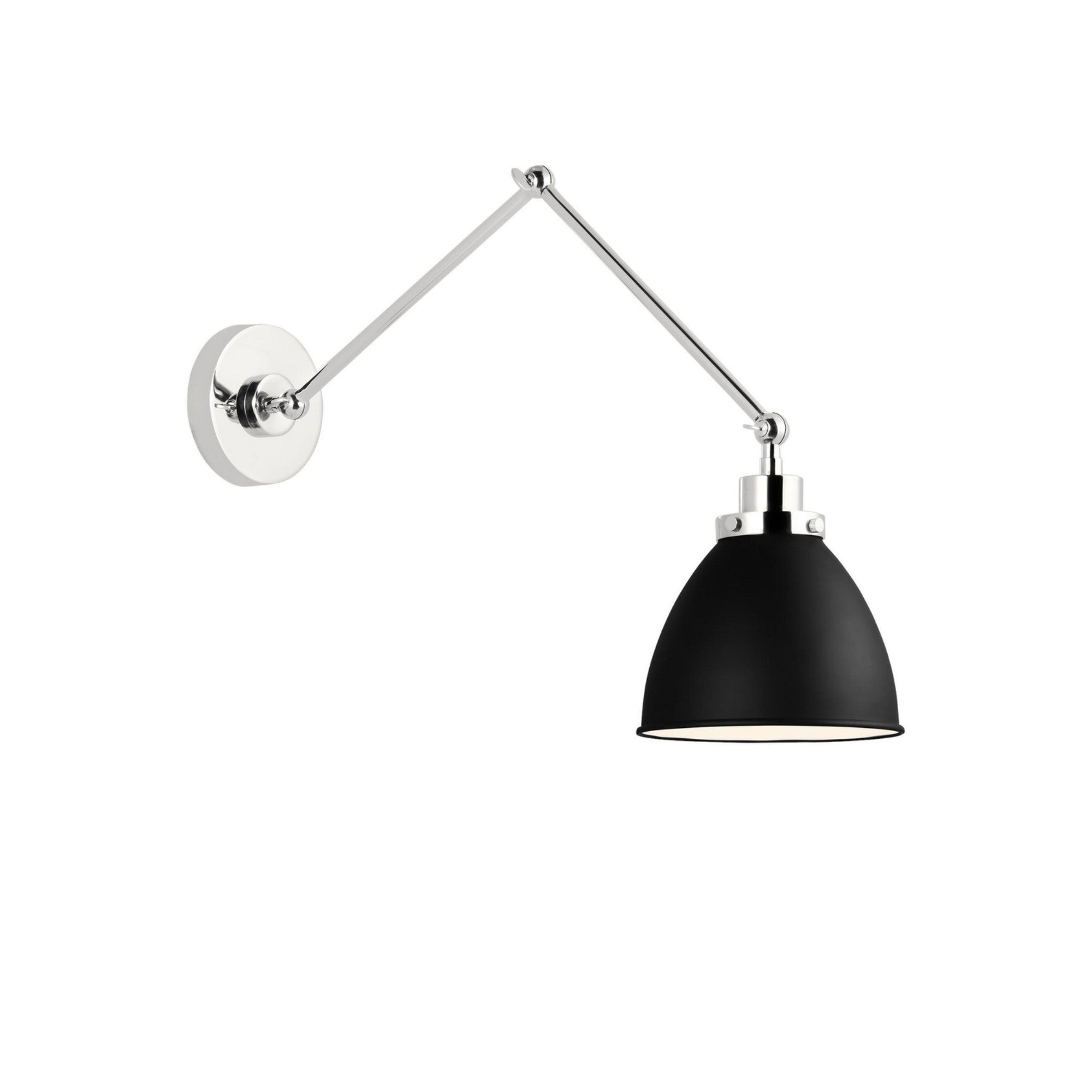 Wellfleet Double Arm Dome Task Sconce, Midnight Black & Polished Nickel Finish - Bees Lighting