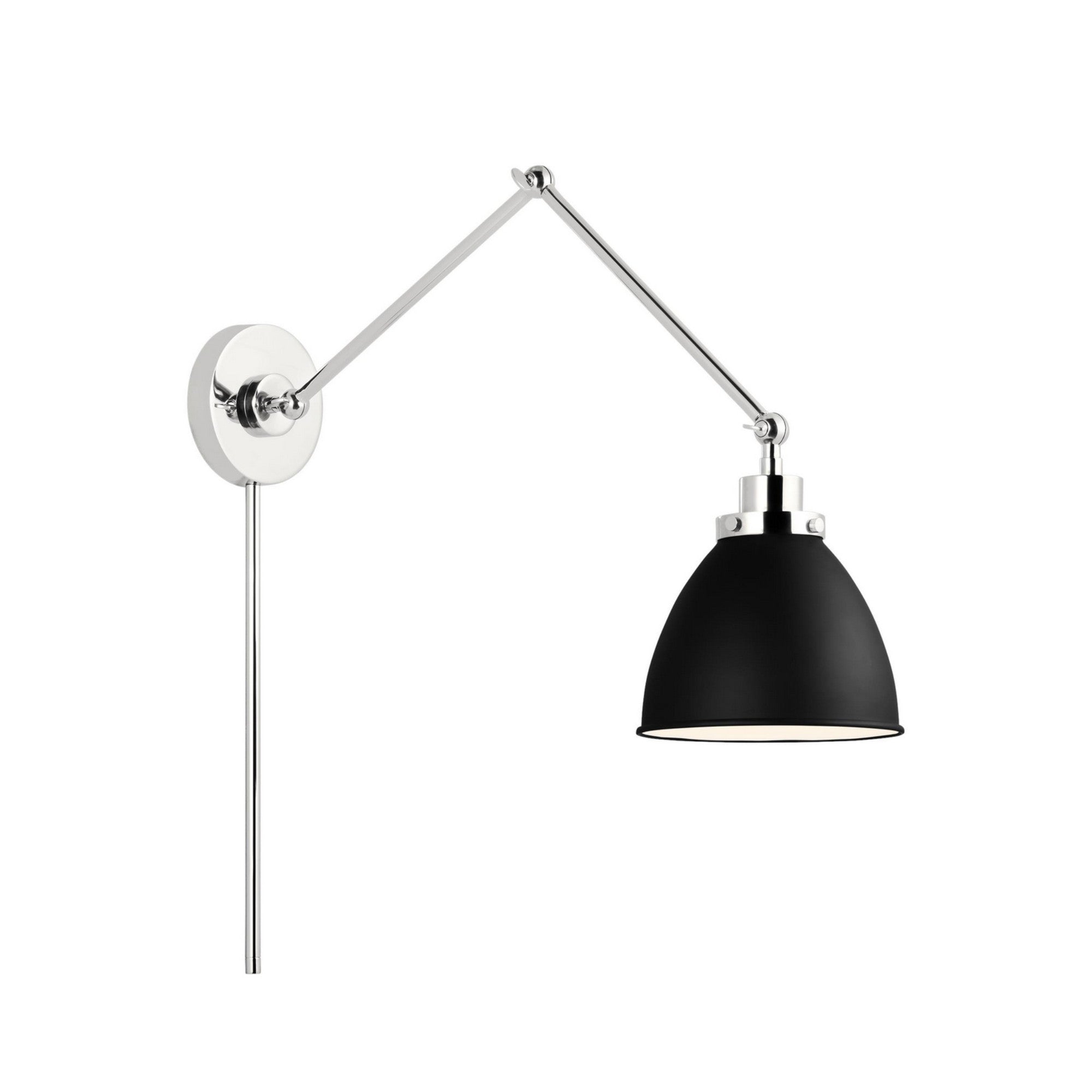 Wellfleet Double Arm Dome Task Sconce, Midnight Black & Polished Nickel Finish - Bees Lighting