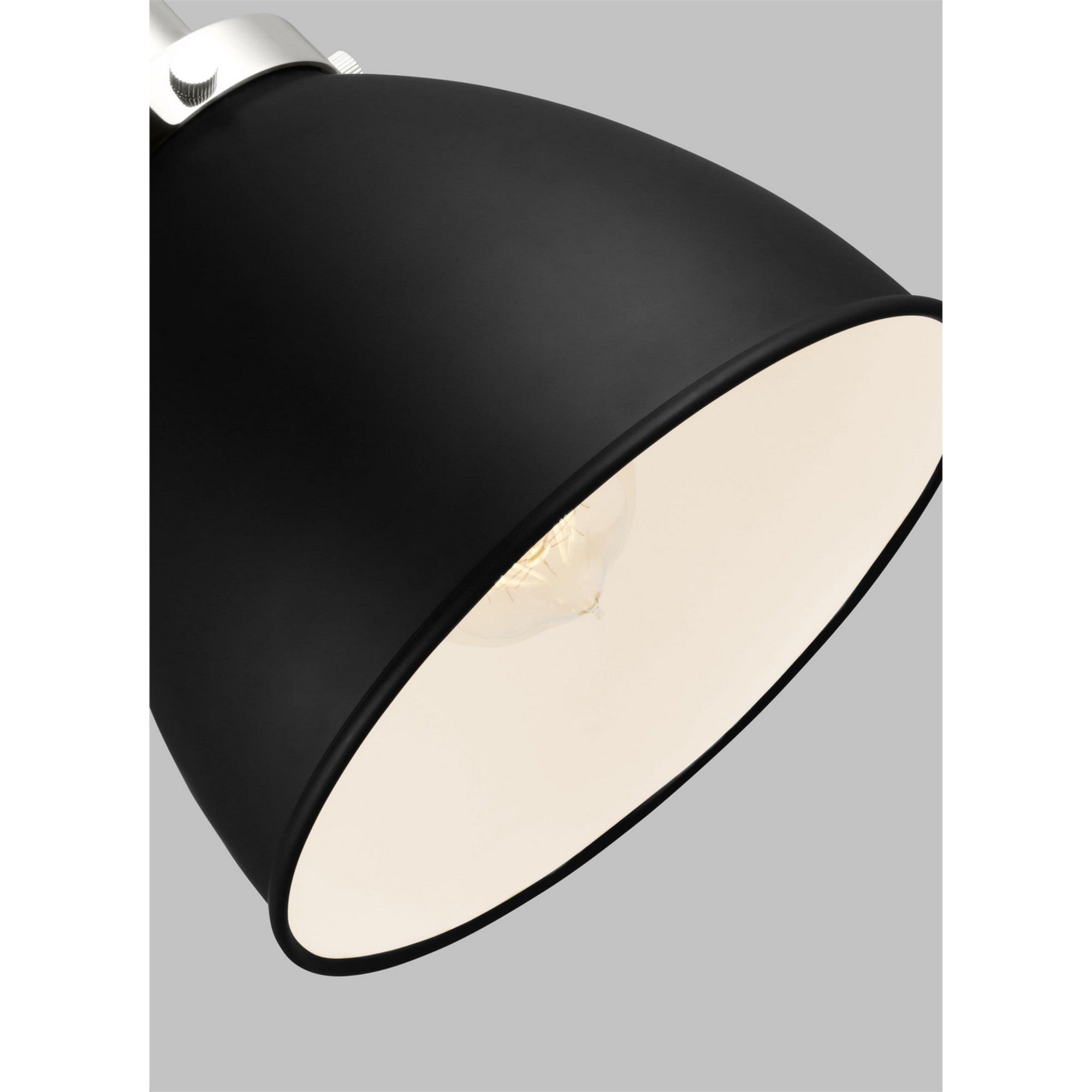 Wellfleet Double Arm Dome Task Sconce, Midnight Black & Polished Nickel Finish - Bees Lighting