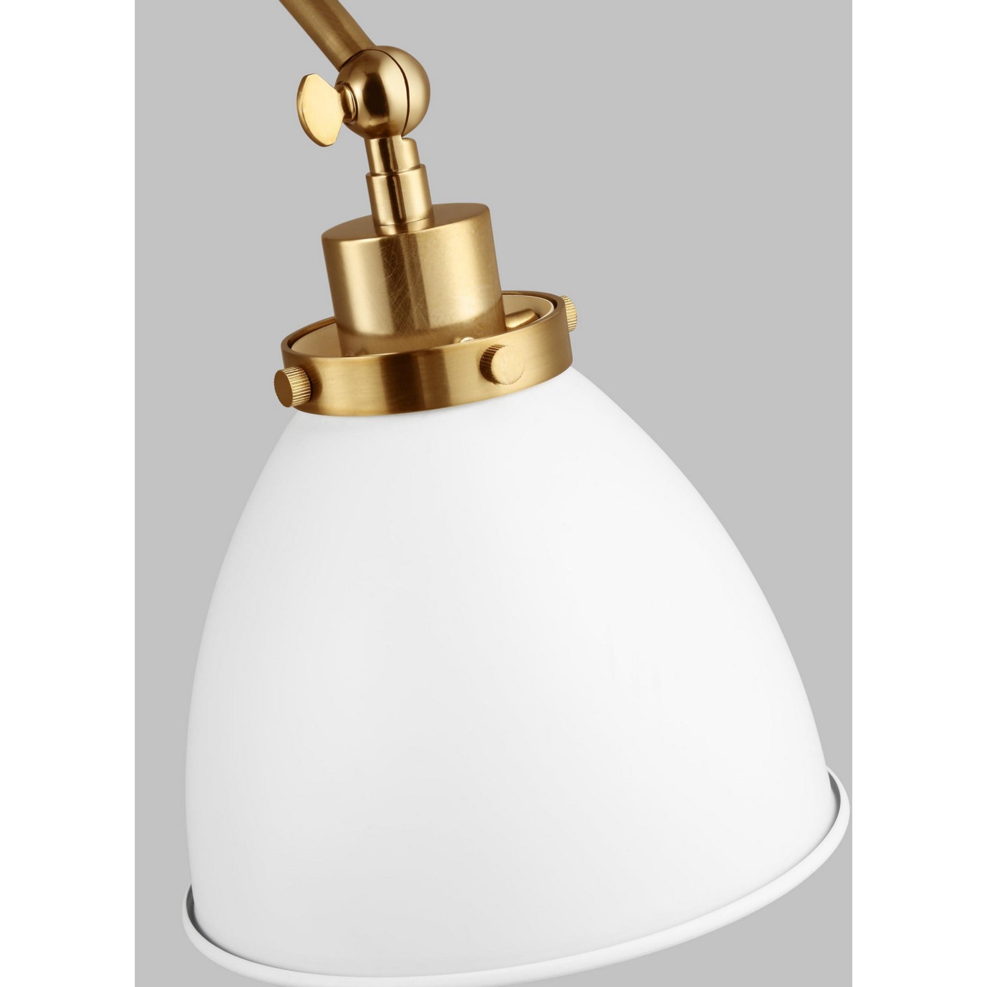 Wellfleet Double Arm Dome Task Sconce, Matte White & Burnished Brass Finish - Bees Lighting