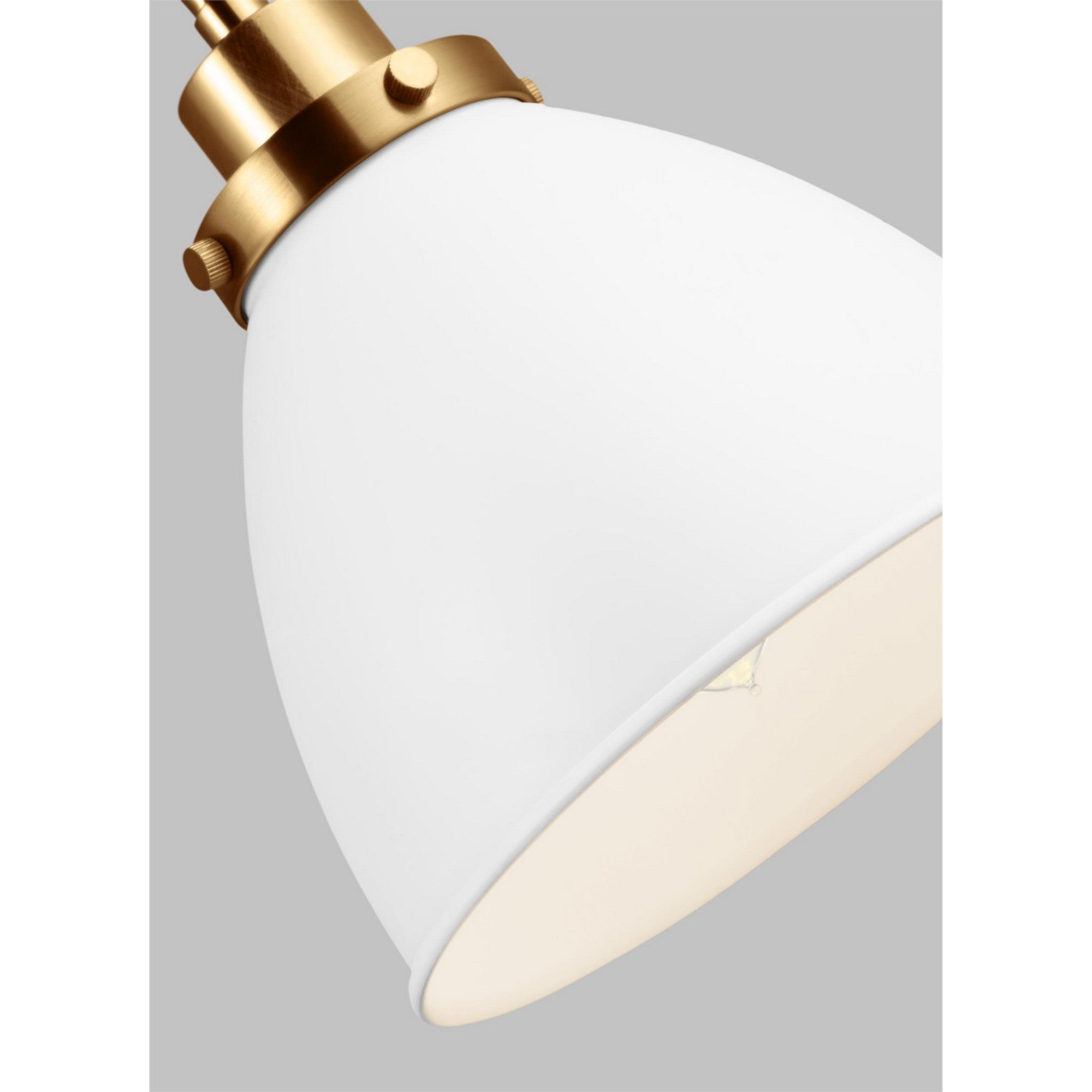Wellfleet Double Arm Dome Task Sconce, Matte White & Burnished Brass Finish - Bees Lighting