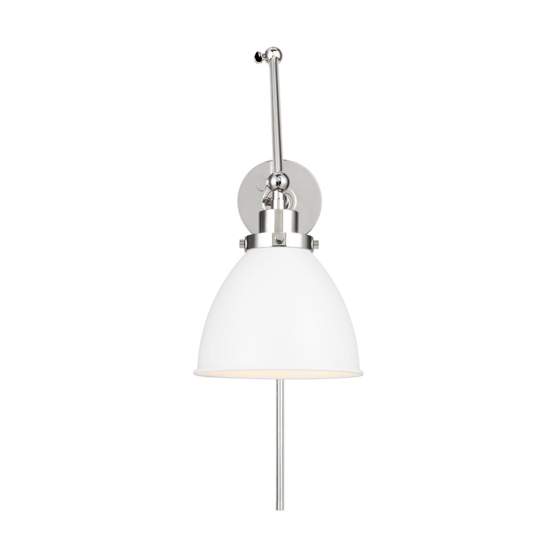 Wellfleet Double Arm Dome Task Sconce, Matte White & Polished Nickel Finish - Bees Lighting