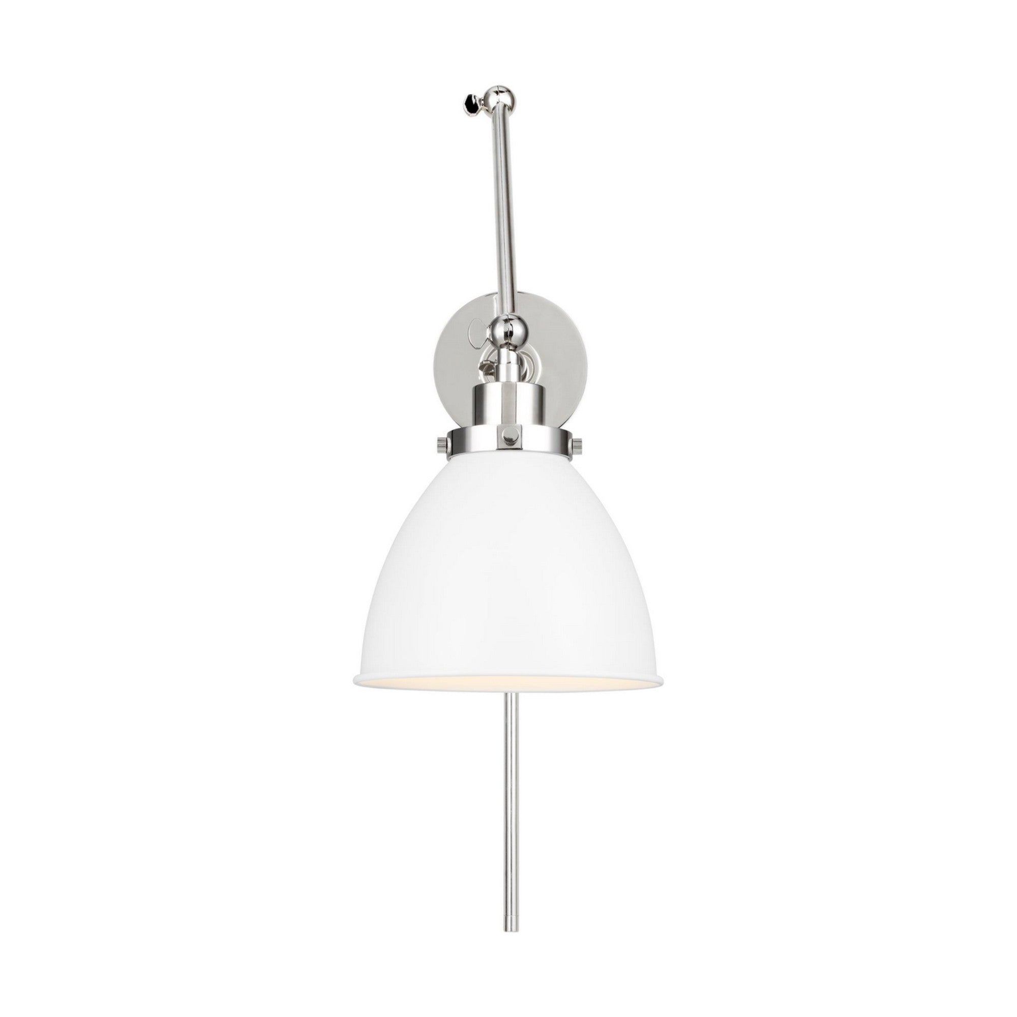 Wellfleet Double Arm Dome Task Sconce, Matte White & Polished Nickel Finish - Bees Lighting