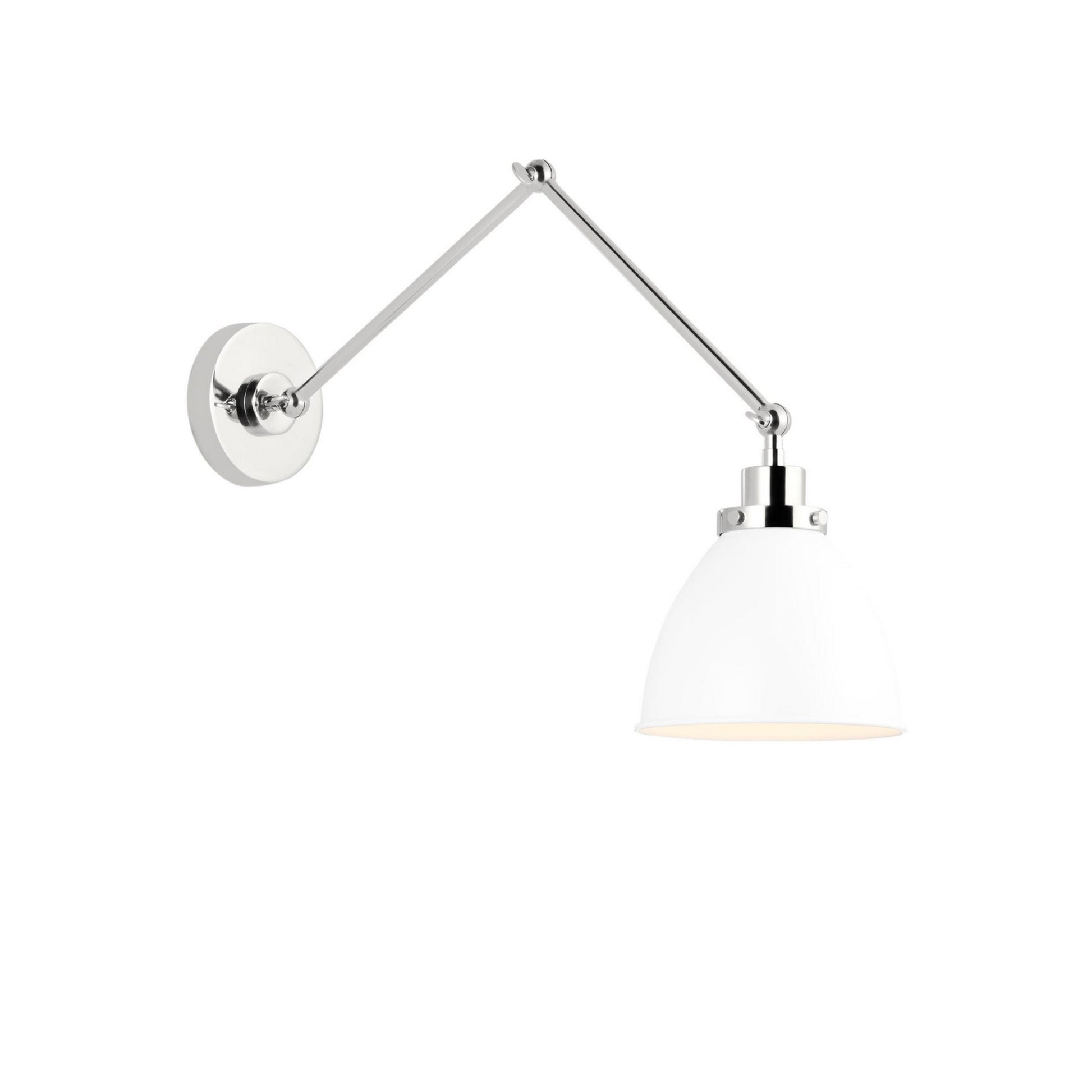 Wellfleet Double Arm Dome Task Sconce, Matte White & Polished Nickel Finish - Bees Lighting