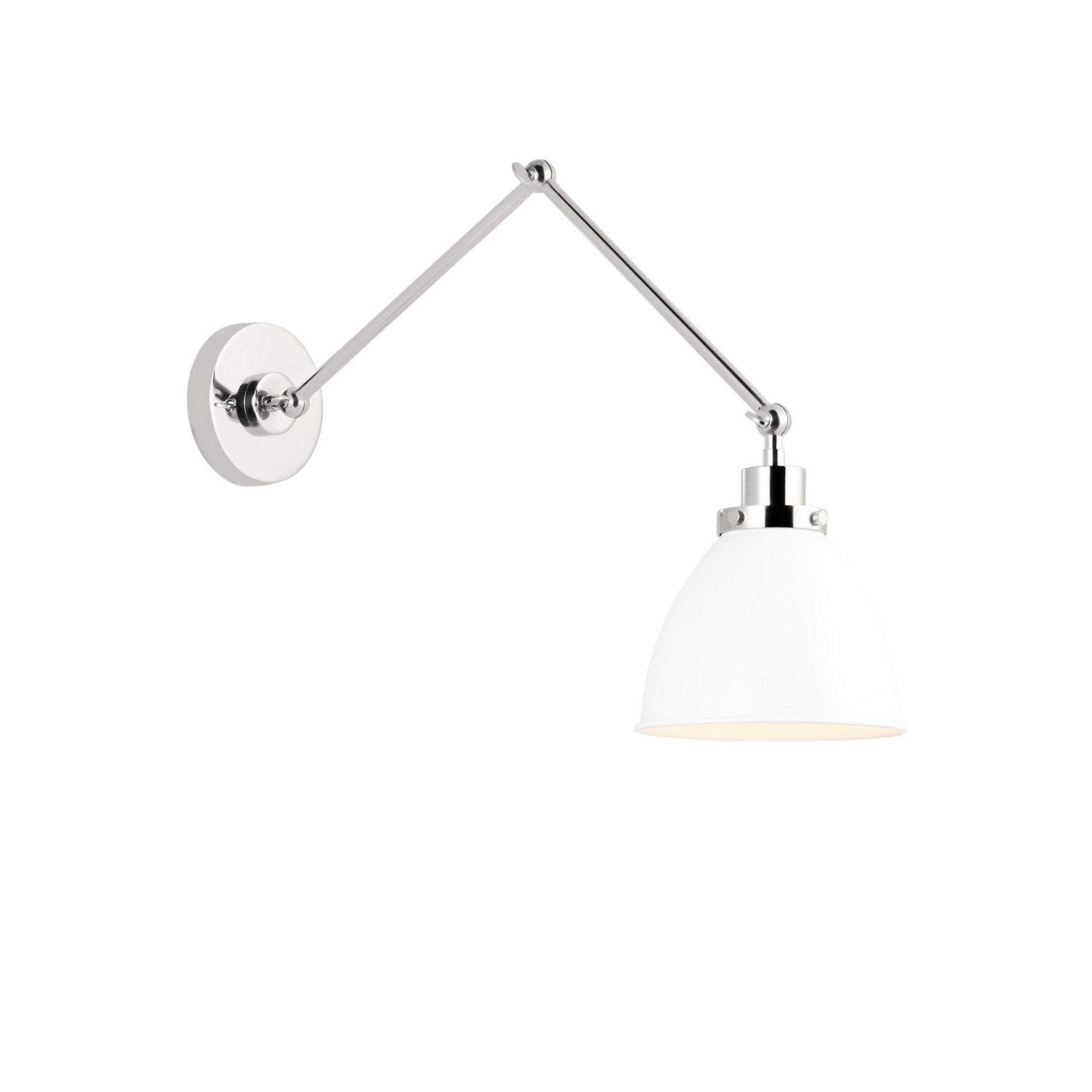 Wellfleet Double Arm Dome Task Sconce, Matte White & Polished Nickel Finish - Bees Lighting