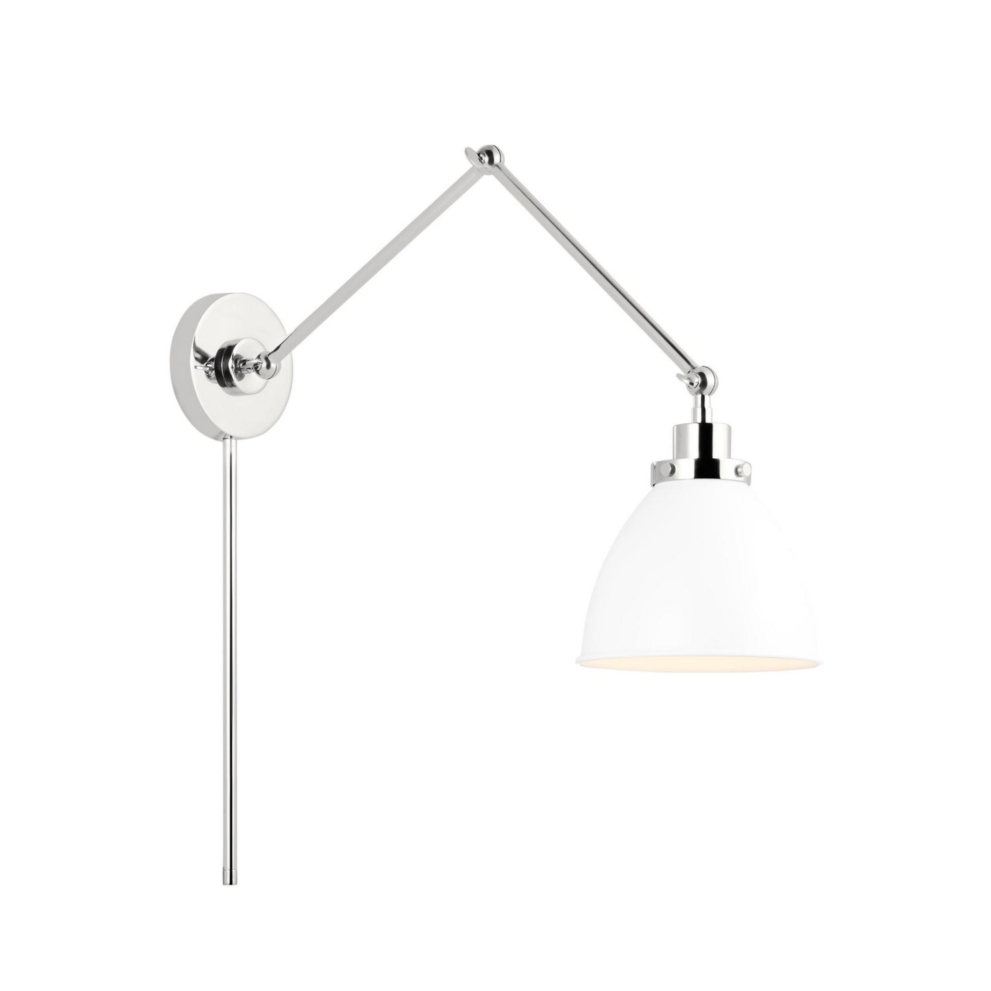 Wellfleet Double Arm Dome Task Sconce, Matte White & Polished Nickel Finish - Bees Lighting