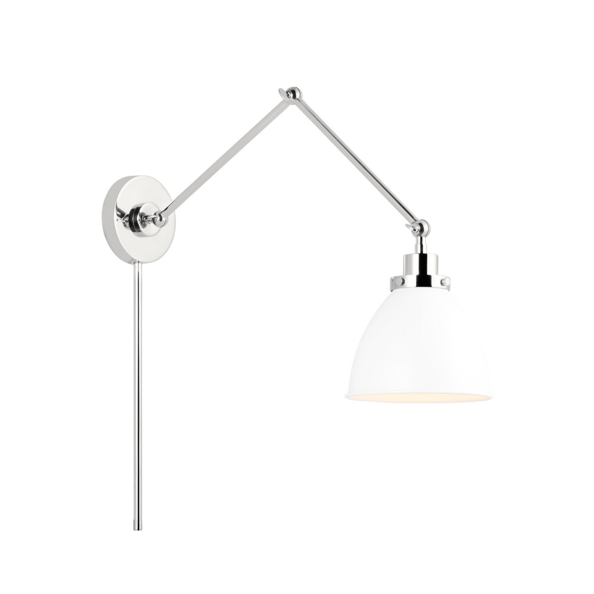 Wellfleet Double Arm Dome Task Sconce, Matte White & Polished Nickel Finish - Bees Lighting