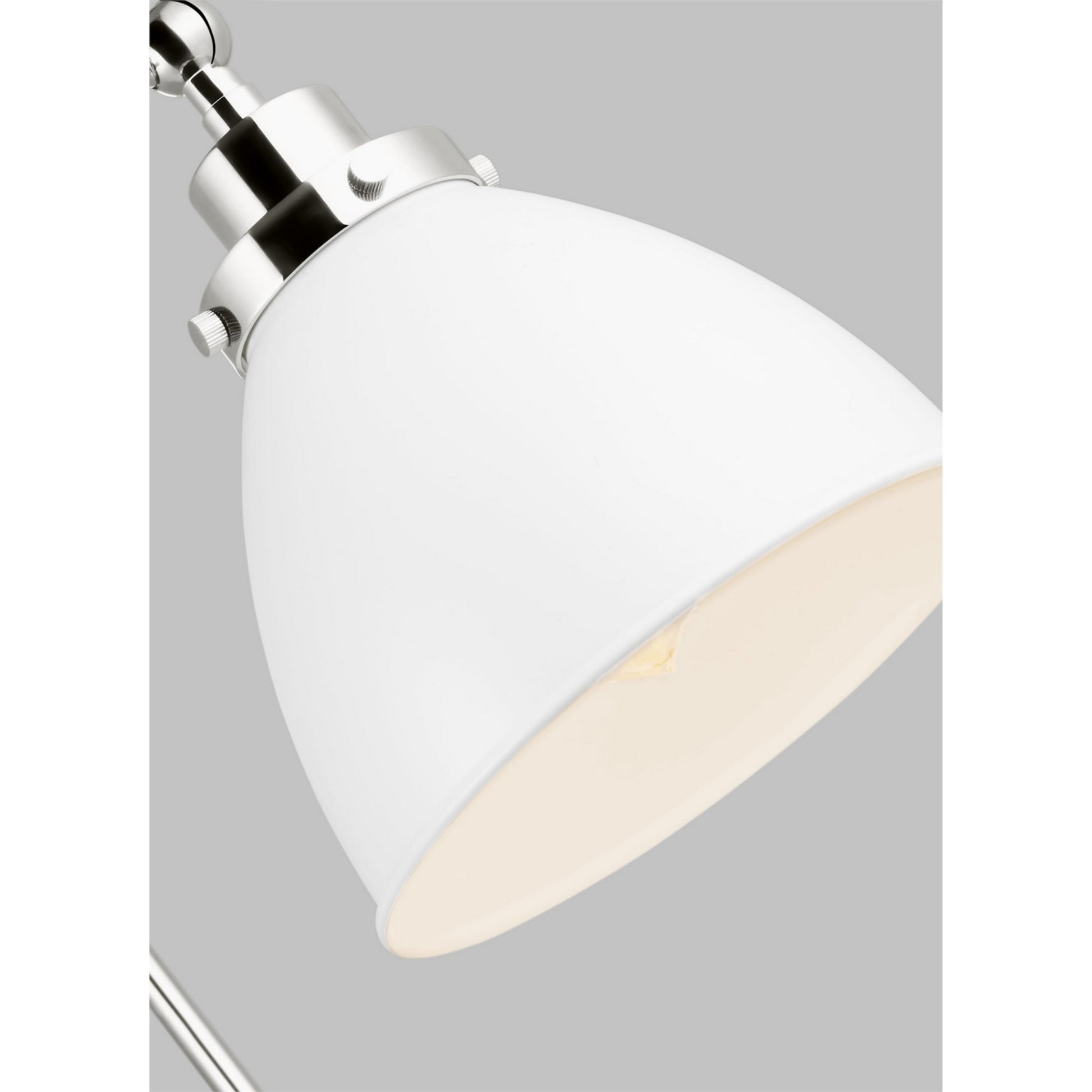 Wellfleet Double Arm Dome Task Sconce, Matte White & Polished Nickel Finish - Bees Lighting