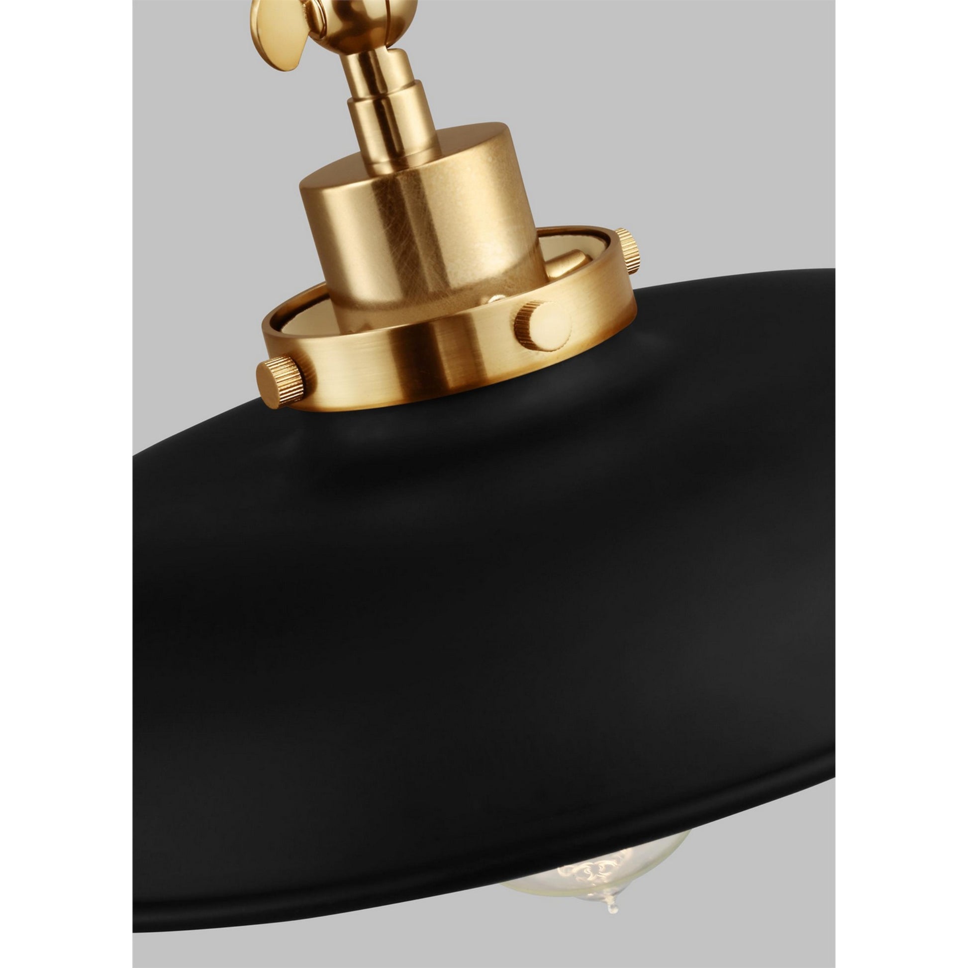 Wellfleet Double Arm Wide Task Sconce, Midnight Black & Burnished Brass Finish - Bees Lighting