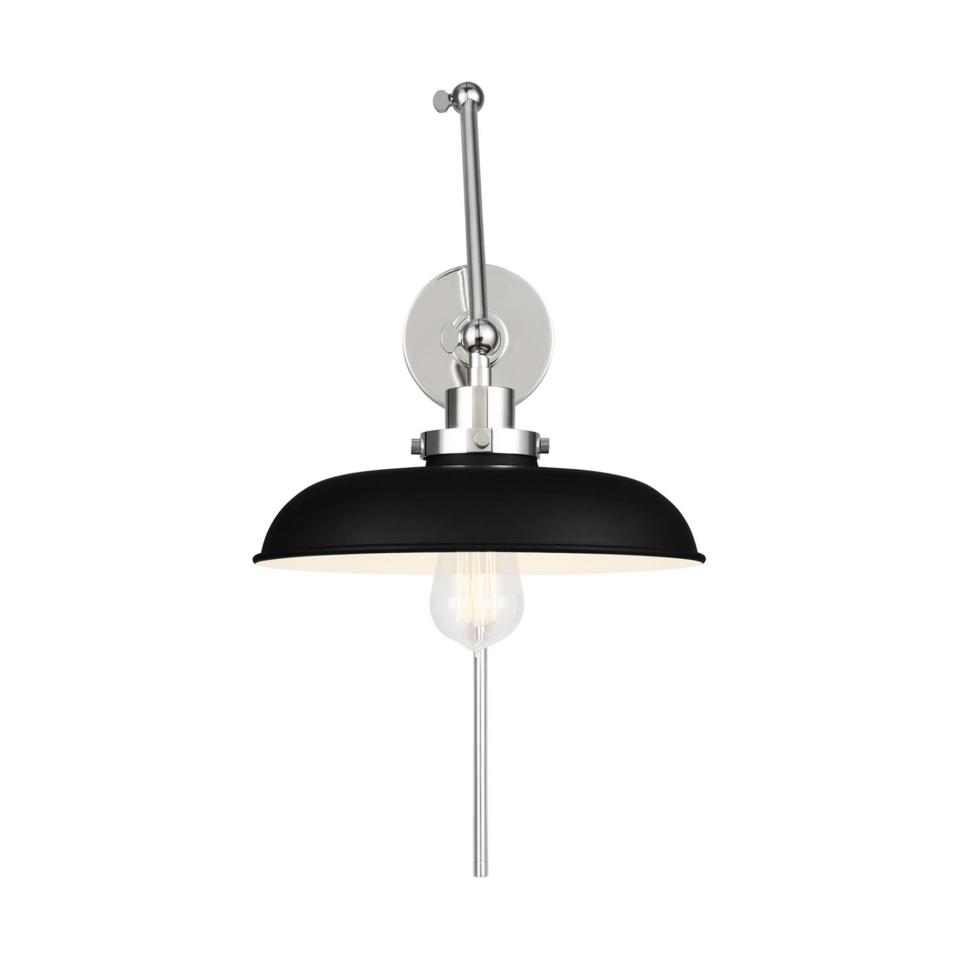 Wellfleet Double Arm Wide Task Sconce, Midnight Black & Polished Nickel Finish - Bees Lighting
