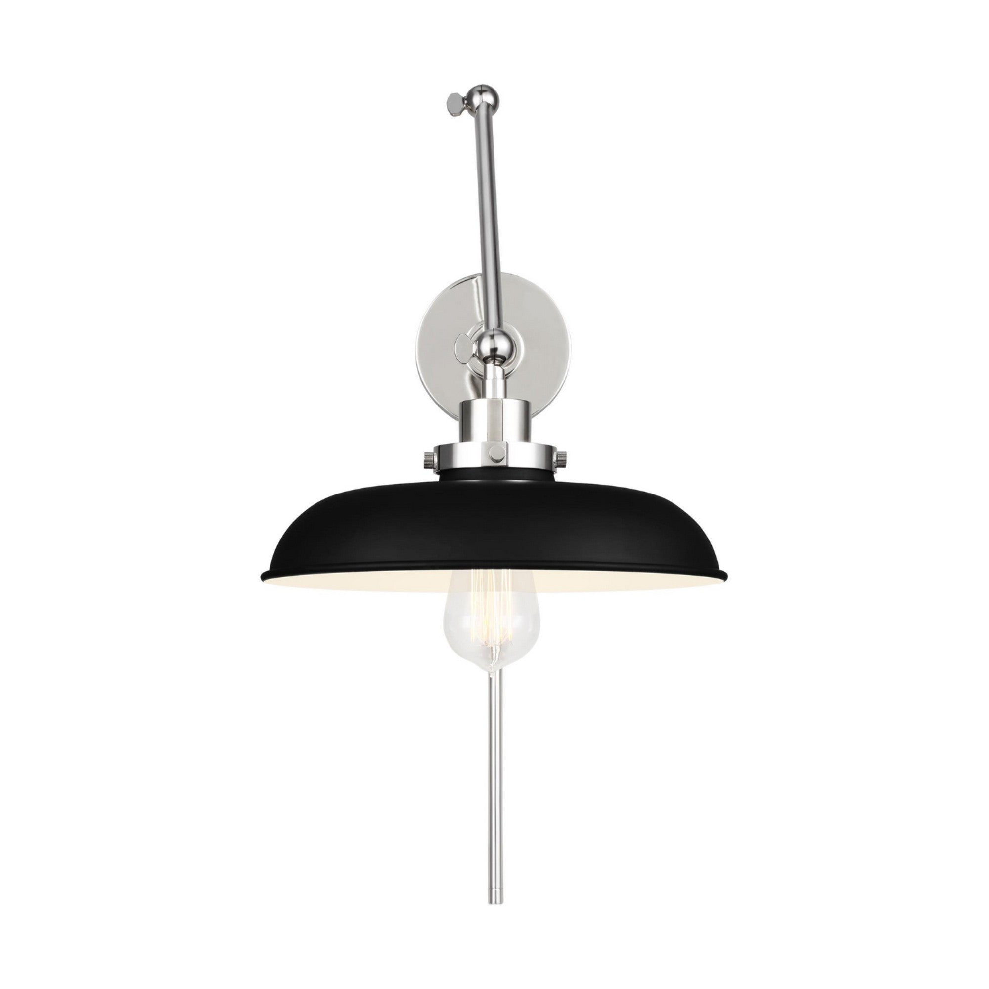 Wellfleet Double Arm Wide Task Sconce, Midnight Black & Polished Nickel Finish - Bees Lighting