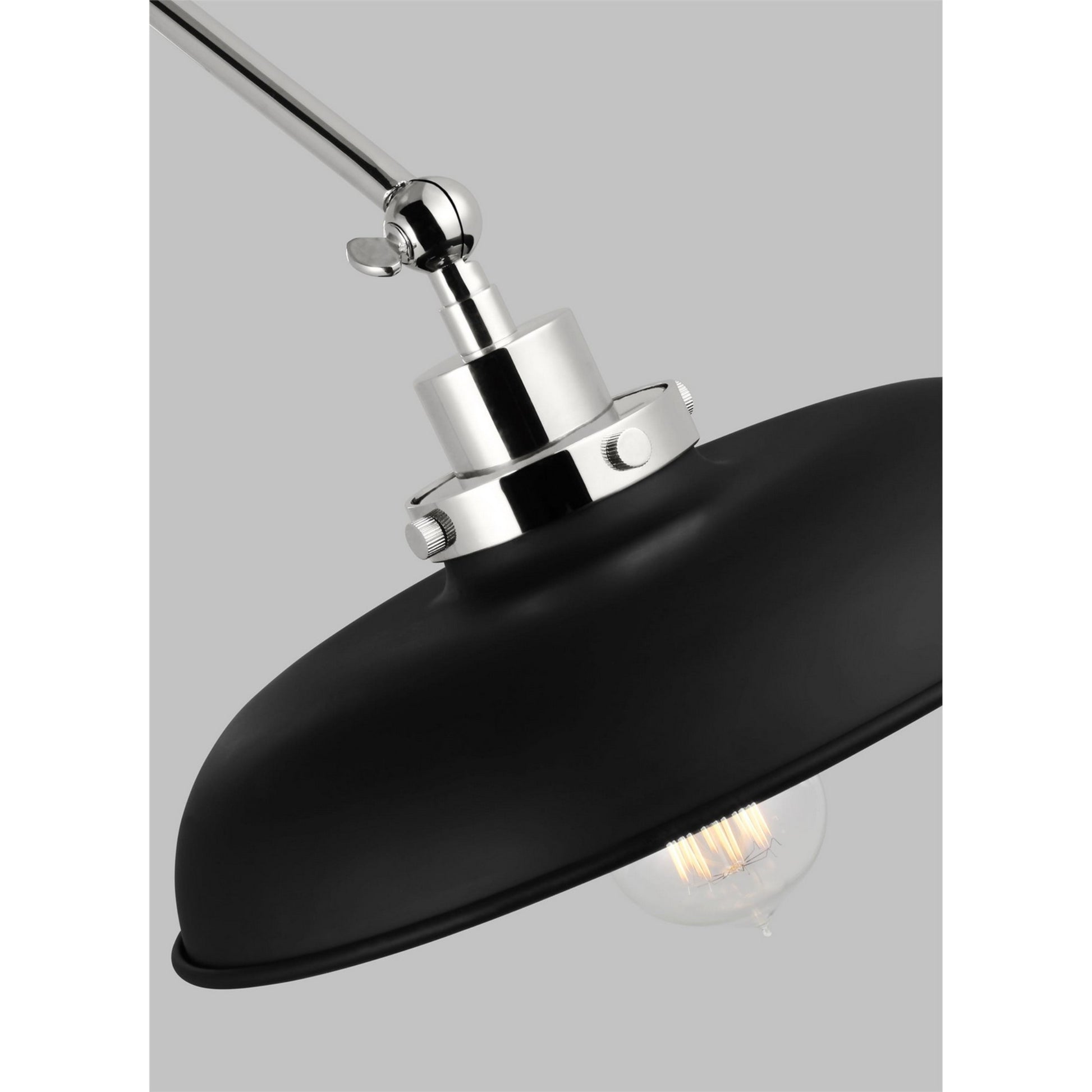 Wellfleet Double Arm Wide Task Sconce, Midnight Black & Polished Nickel Finish - Bees Lighting