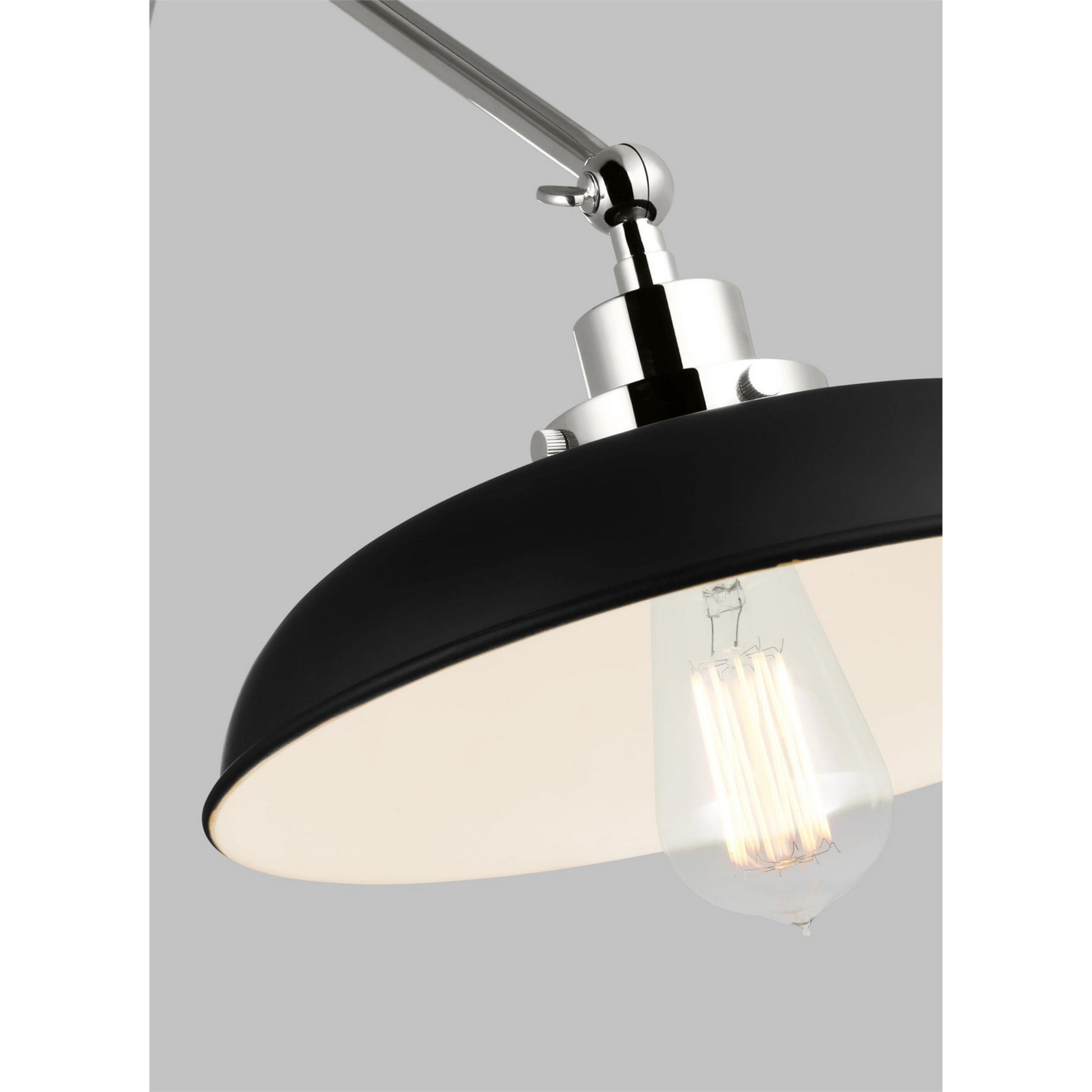 Wellfleet Double Arm Wide Task Sconce, Midnight Black & Polished Nickel Finish - Bees Lighting