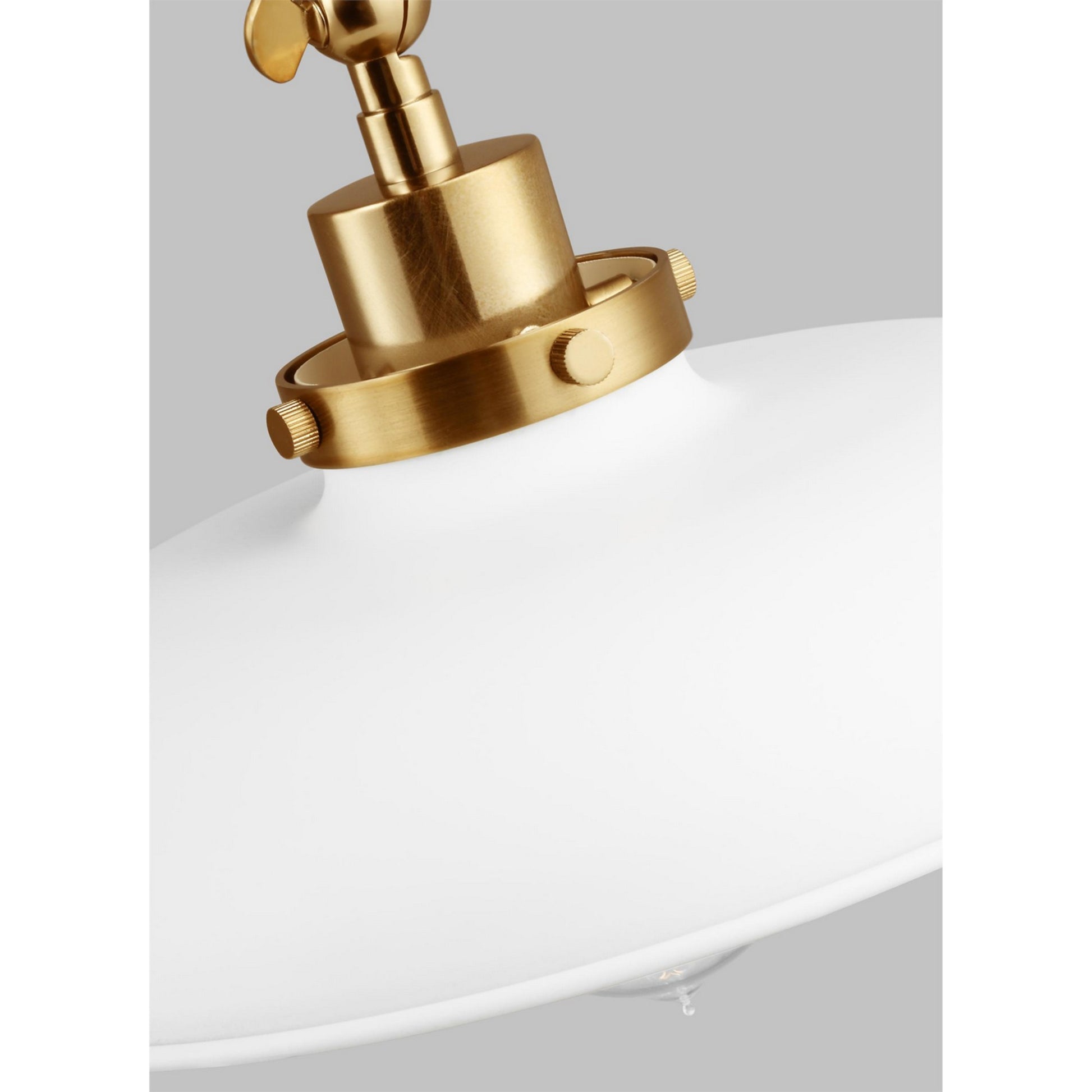 Wellfleet Double Arm Wide Task Sconce, Matte White & Burnished Brass Finish - Bees Lighting