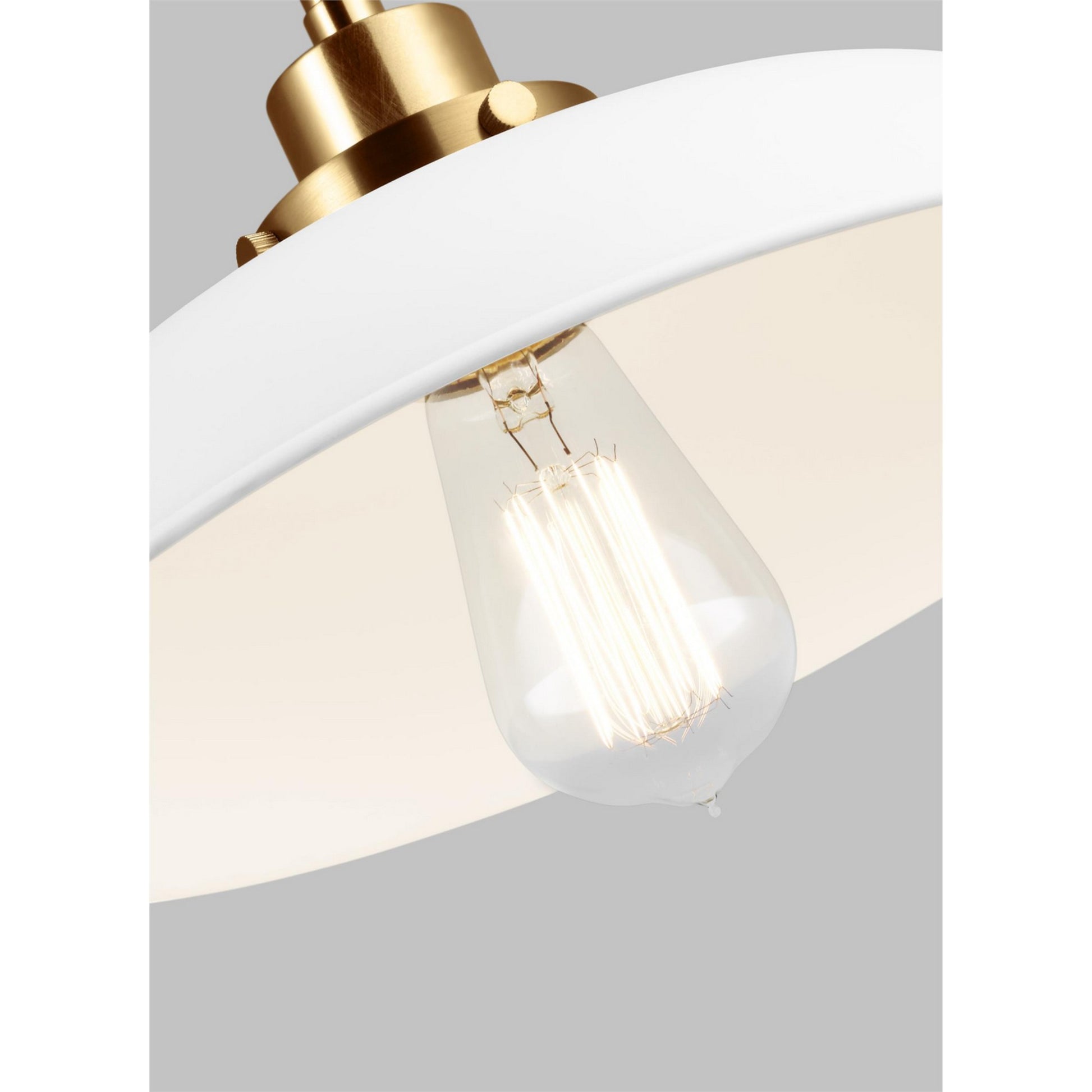 Wellfleet Double Arm Wide Task Sconce, Matte White & Burnished Brass Finish - Bees Lighting