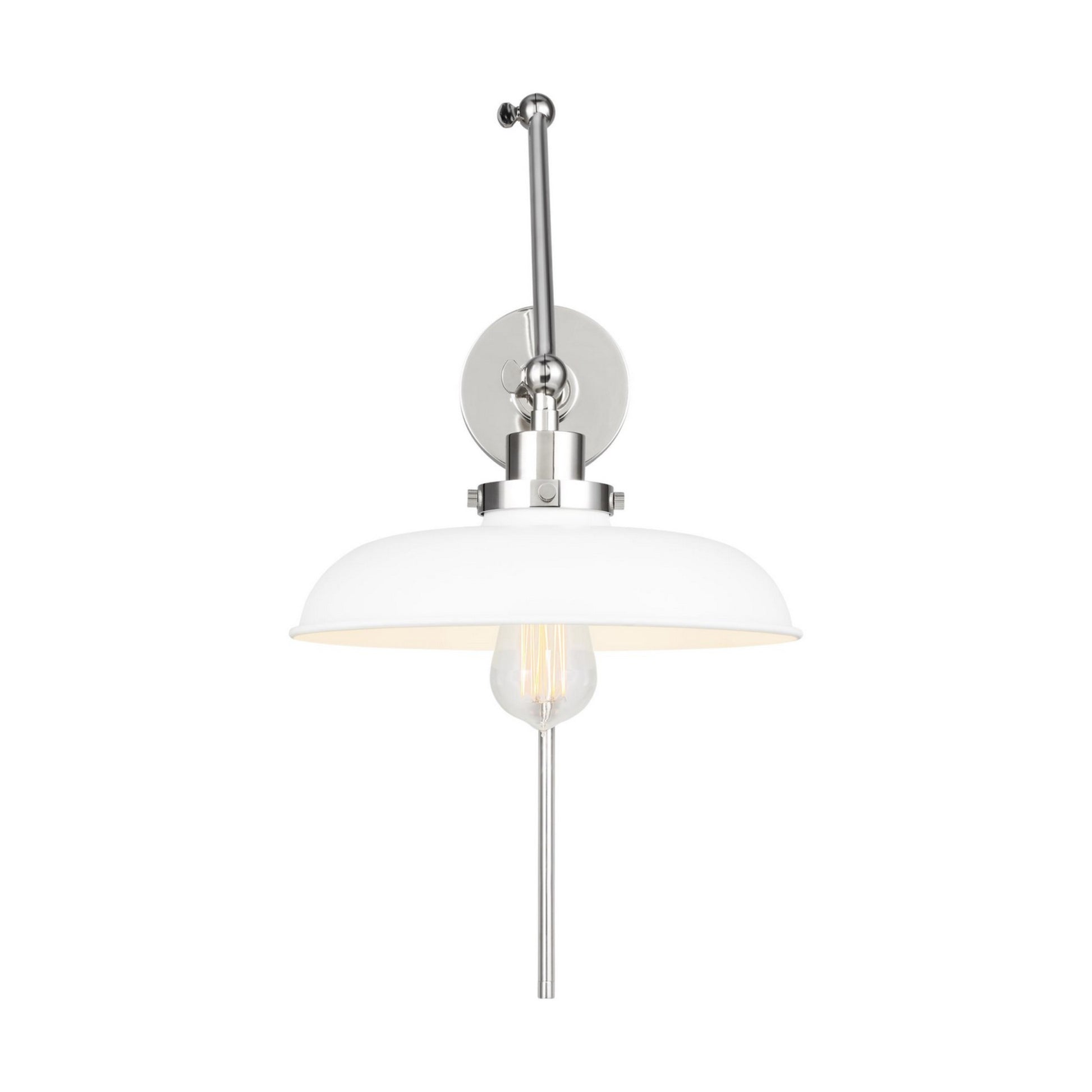 Wellfleet Double Arm Wide Task Sconce, Matte White & Polished Nickel Finish - Bees Lighting