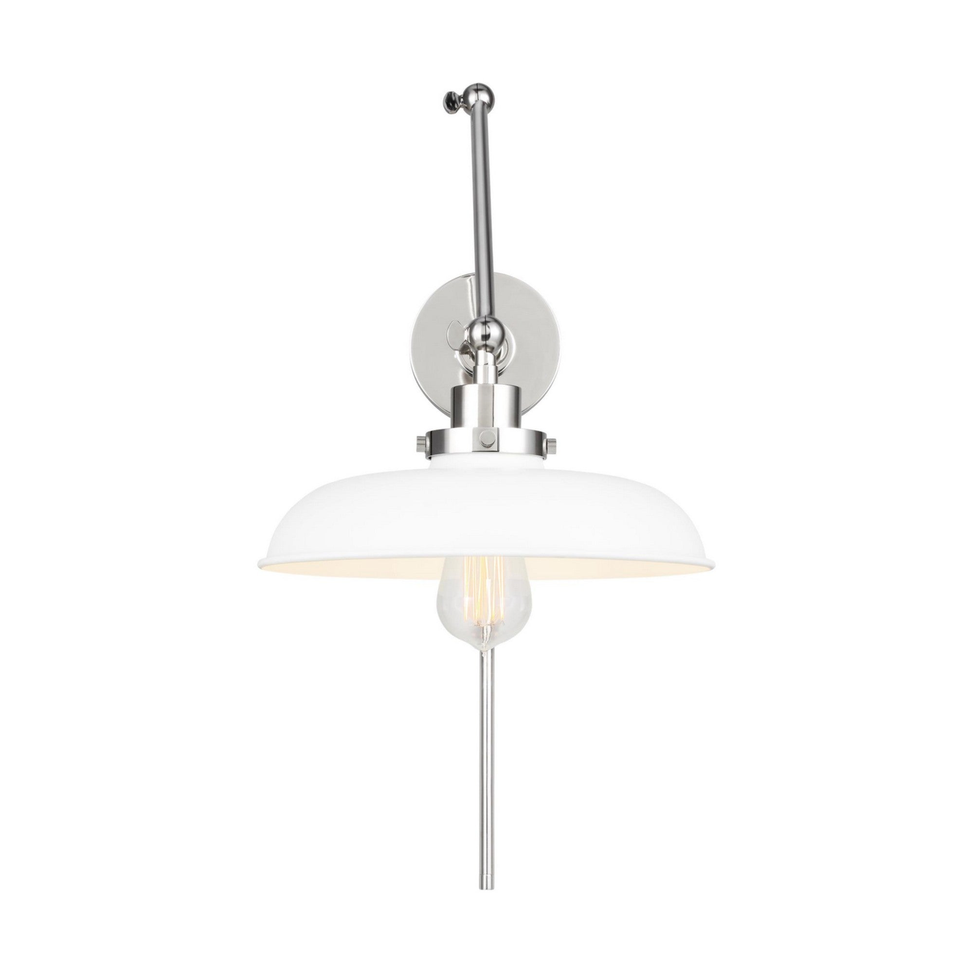 Wellfleet Double Arm Wide Task Sconce, Matte White & Polished Nickel Finish - Bees Lighting