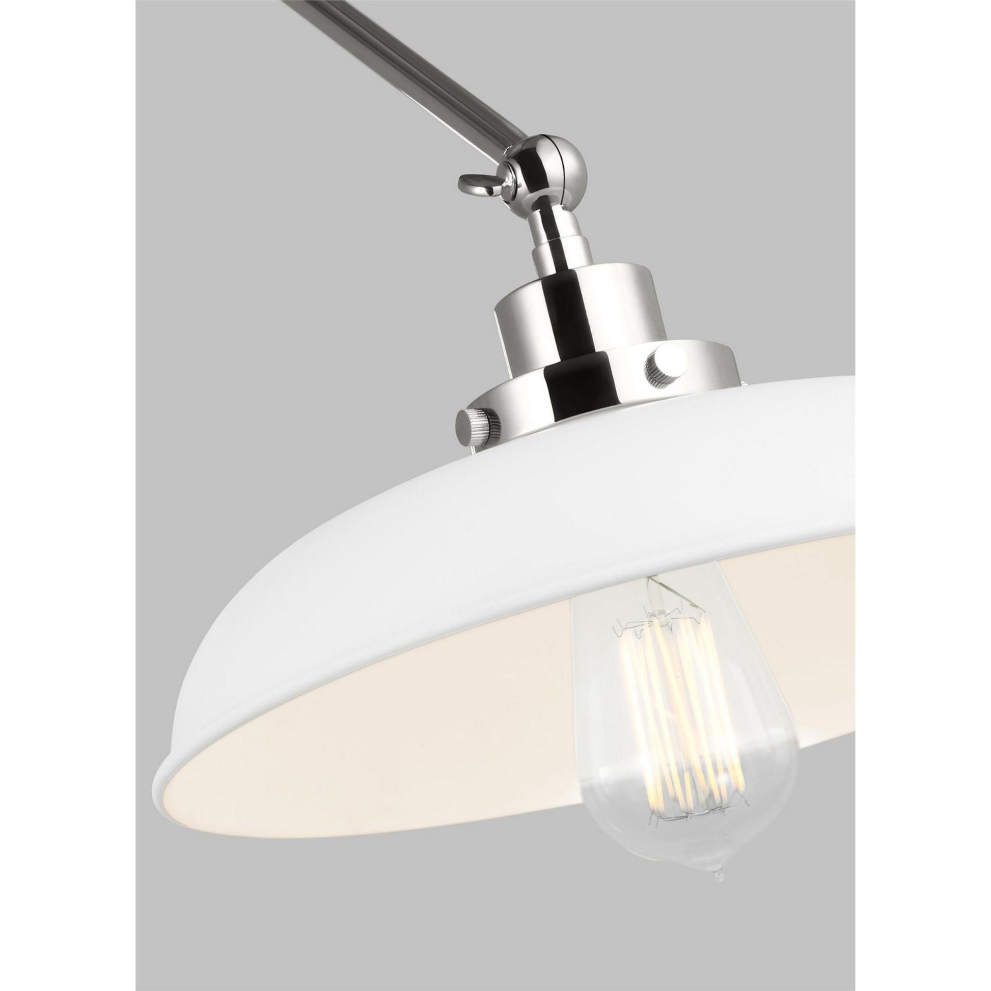 Wellfleet Double Arm Wide Task Sconce, Matte White & Polished Nickel Finish - Bees Lighting