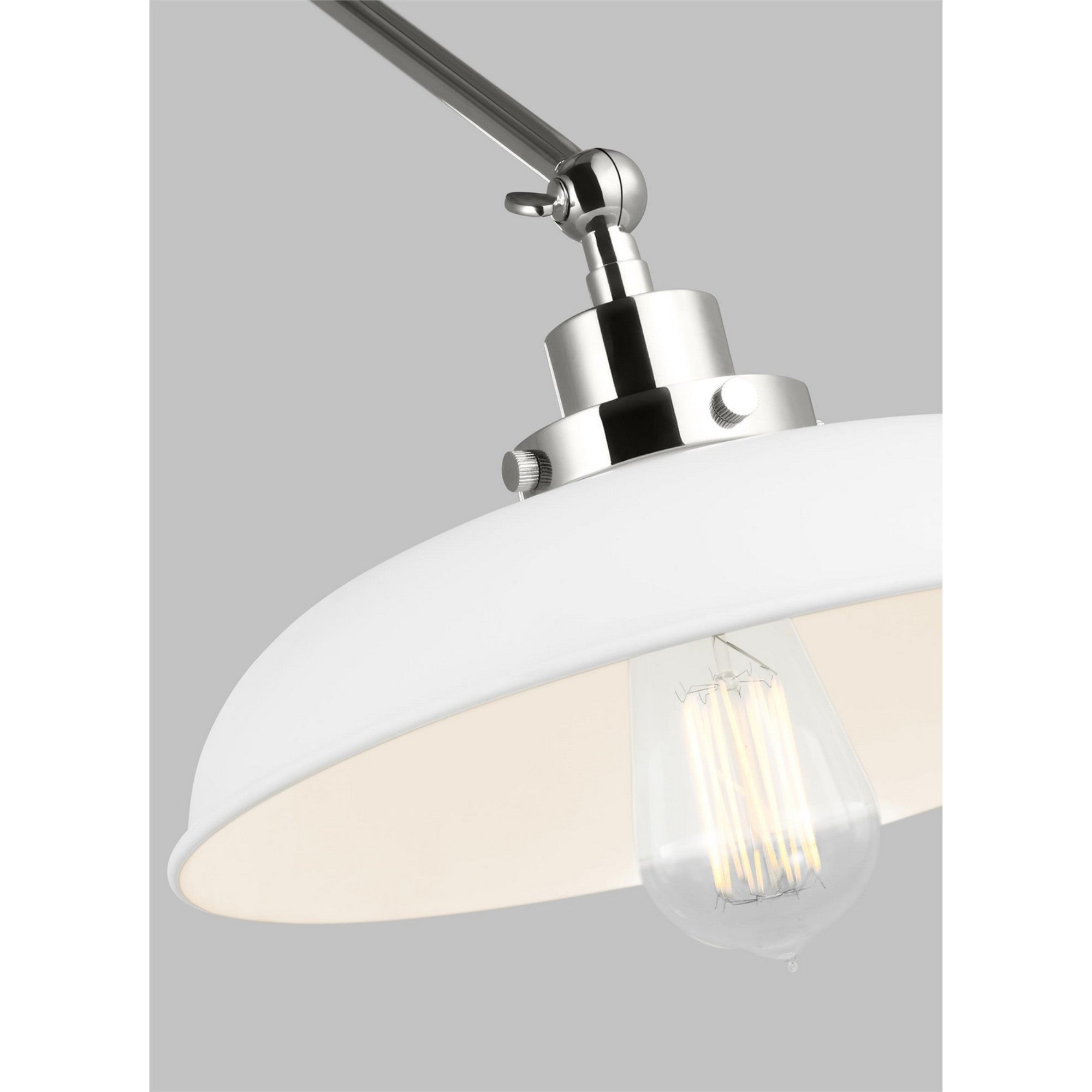 Wellfleet Double Arm Wide Task Sconce, Matte White & Polished Nickel Finish - Bees Lighting