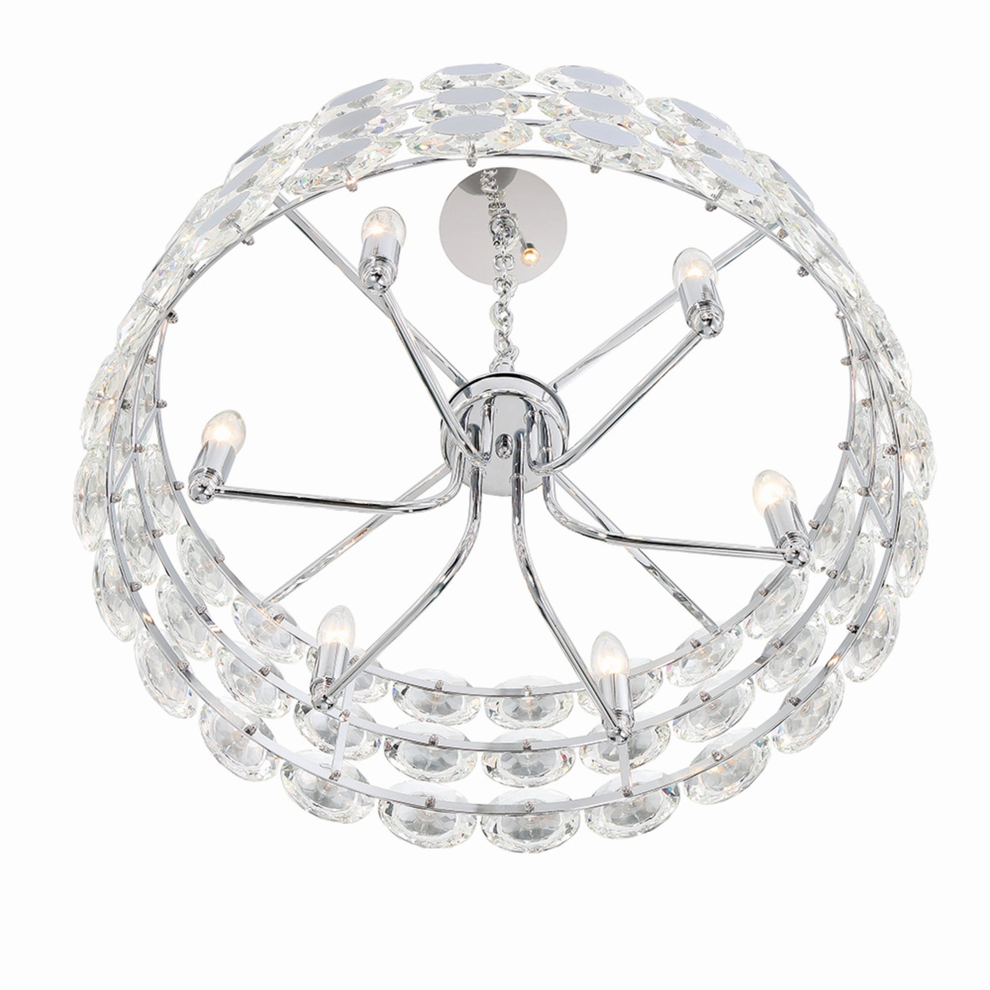 Perrene 6-Light 23" Chandelier, Chrome Finish with Crystals - Bees Lighting
