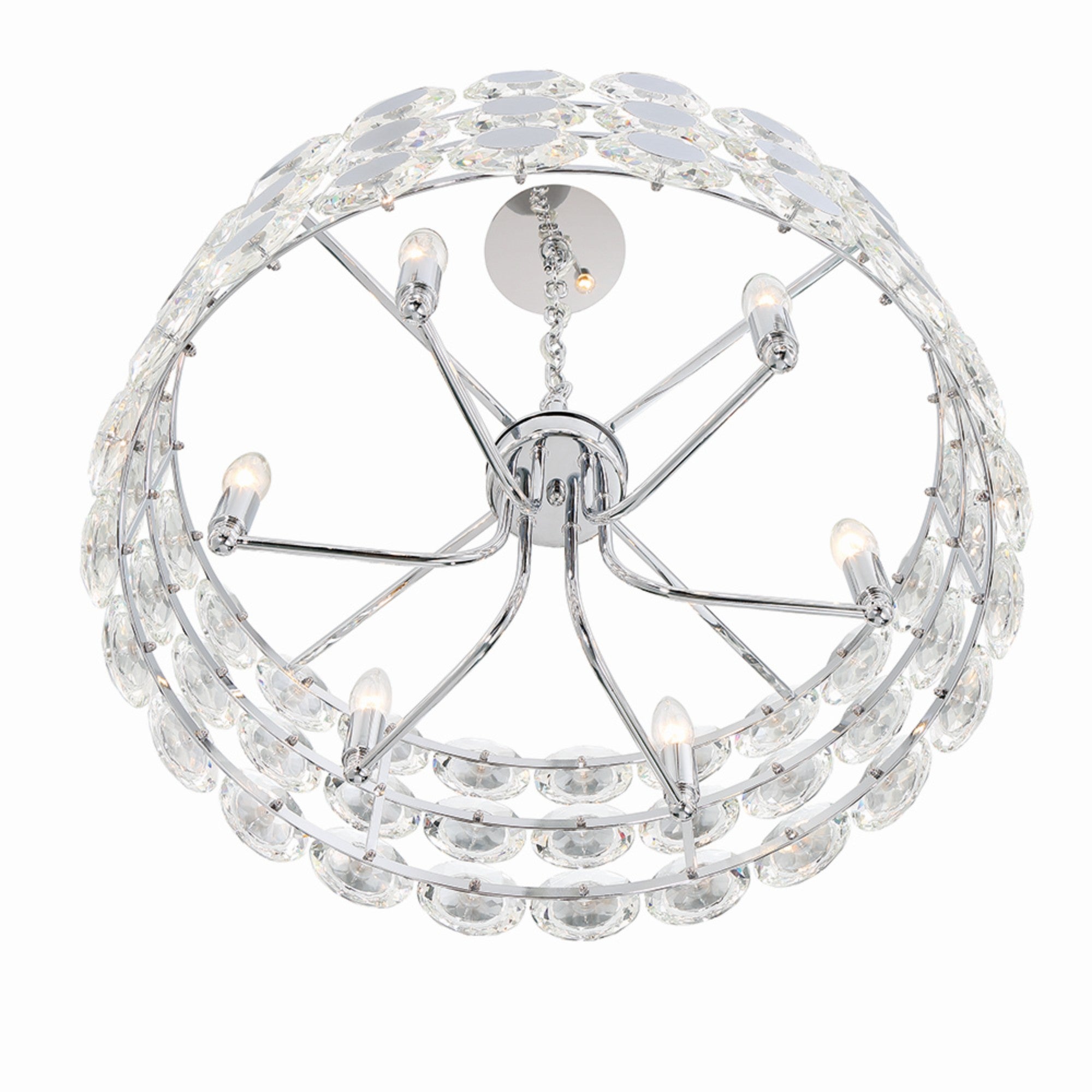 Perrene 6-Light 23" Chandelier, Chrome Finish with Crystals - Bees Lighting