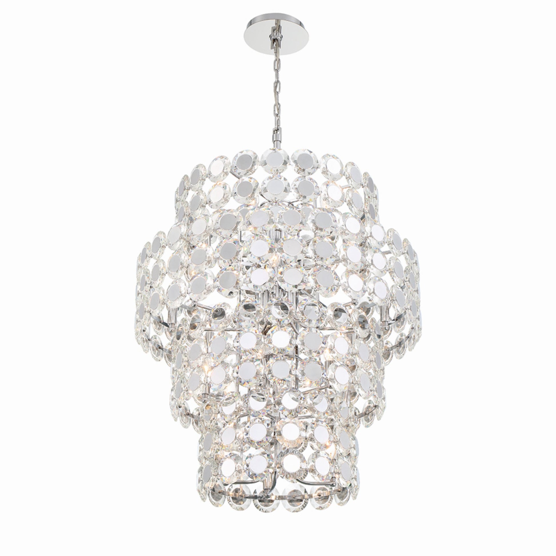 Perrene 4-Tiers 24-Light 45" Chandelier, Chrome Finish with Crystals - Bees Lighting