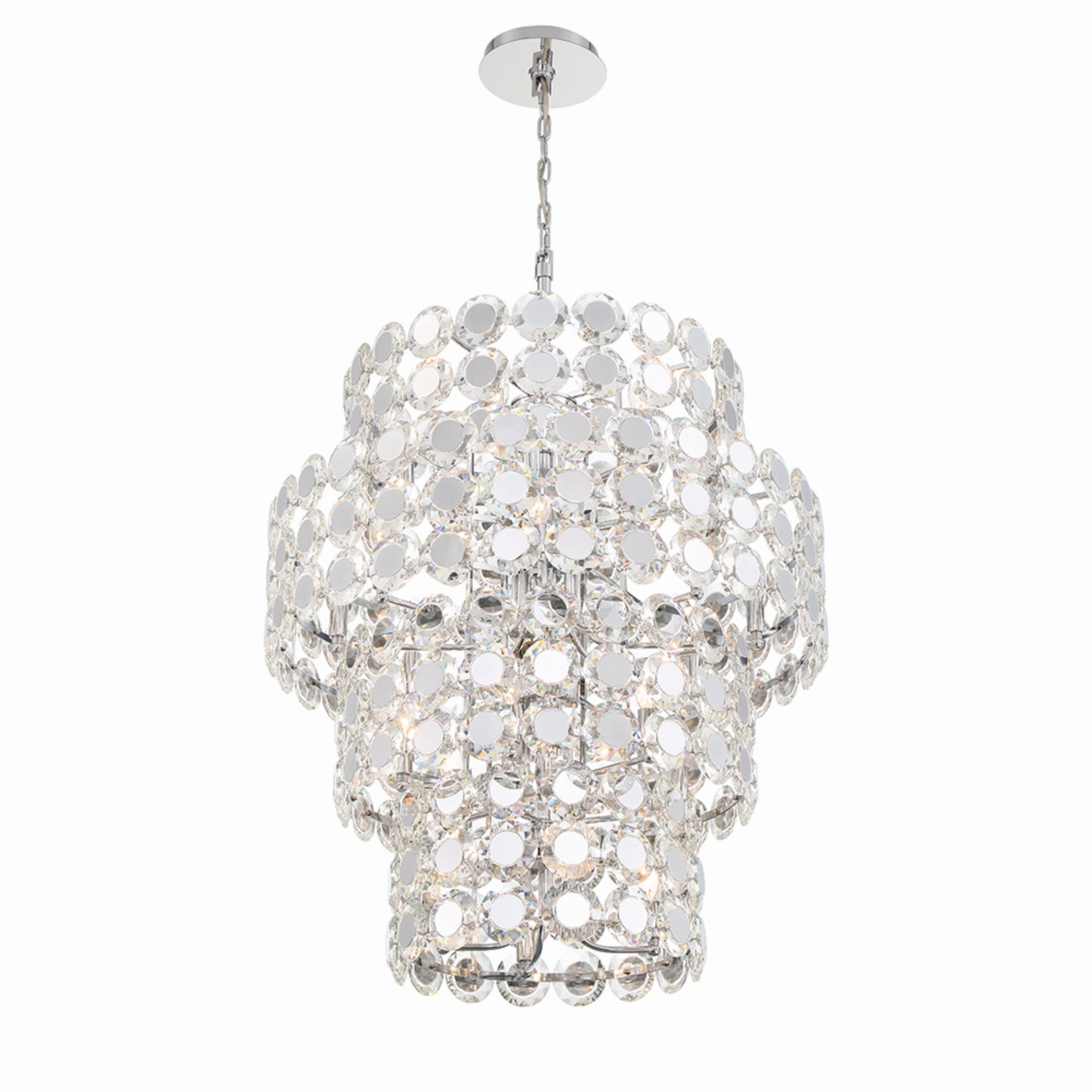 Perrene 4-Tiers 24-Light 45" Chandelier, Chrome Finish with Crystals - Bees Lighting