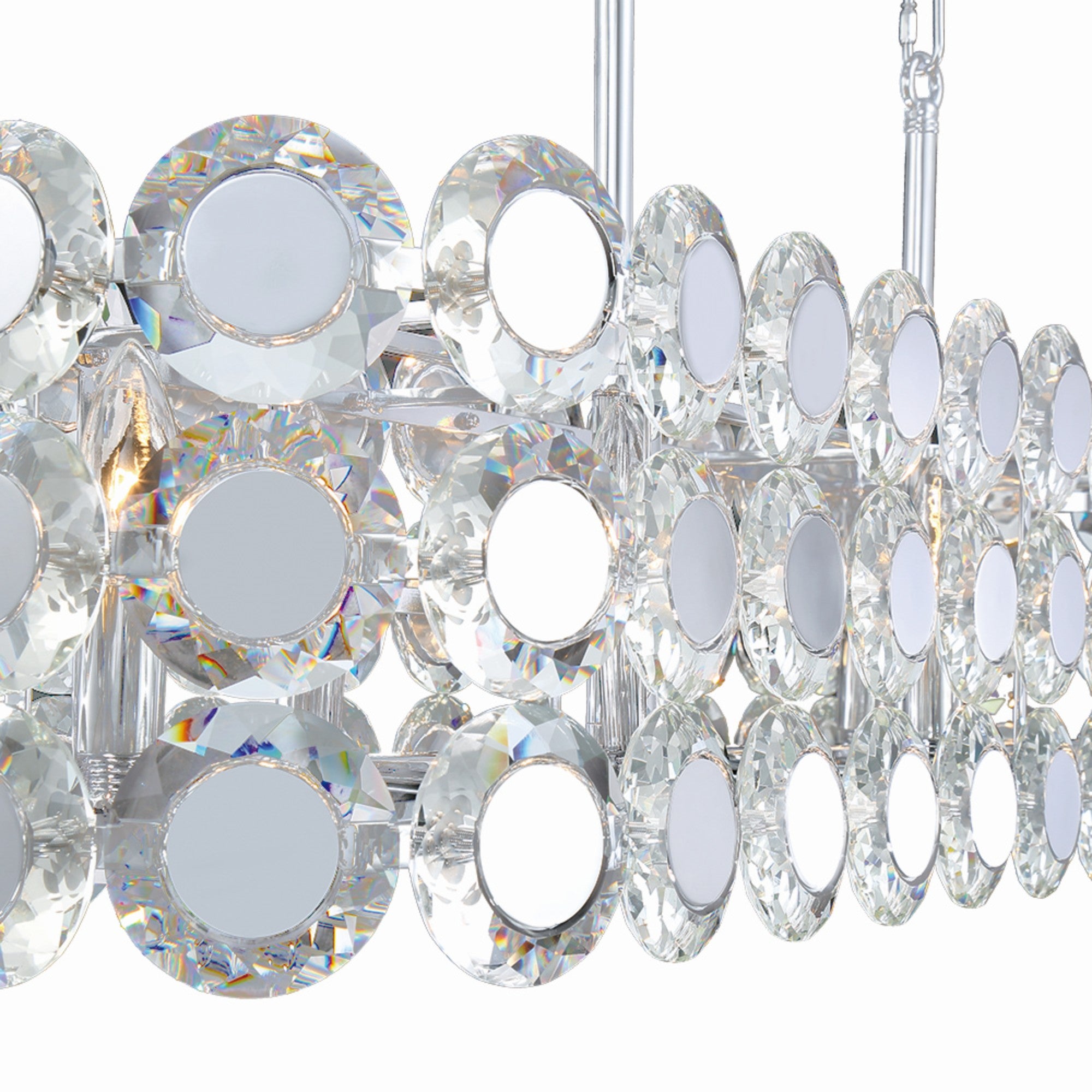 Perrene 8-Light 40" Linear Chandelier, Chrome Finish with Crystals - Bees Lighting