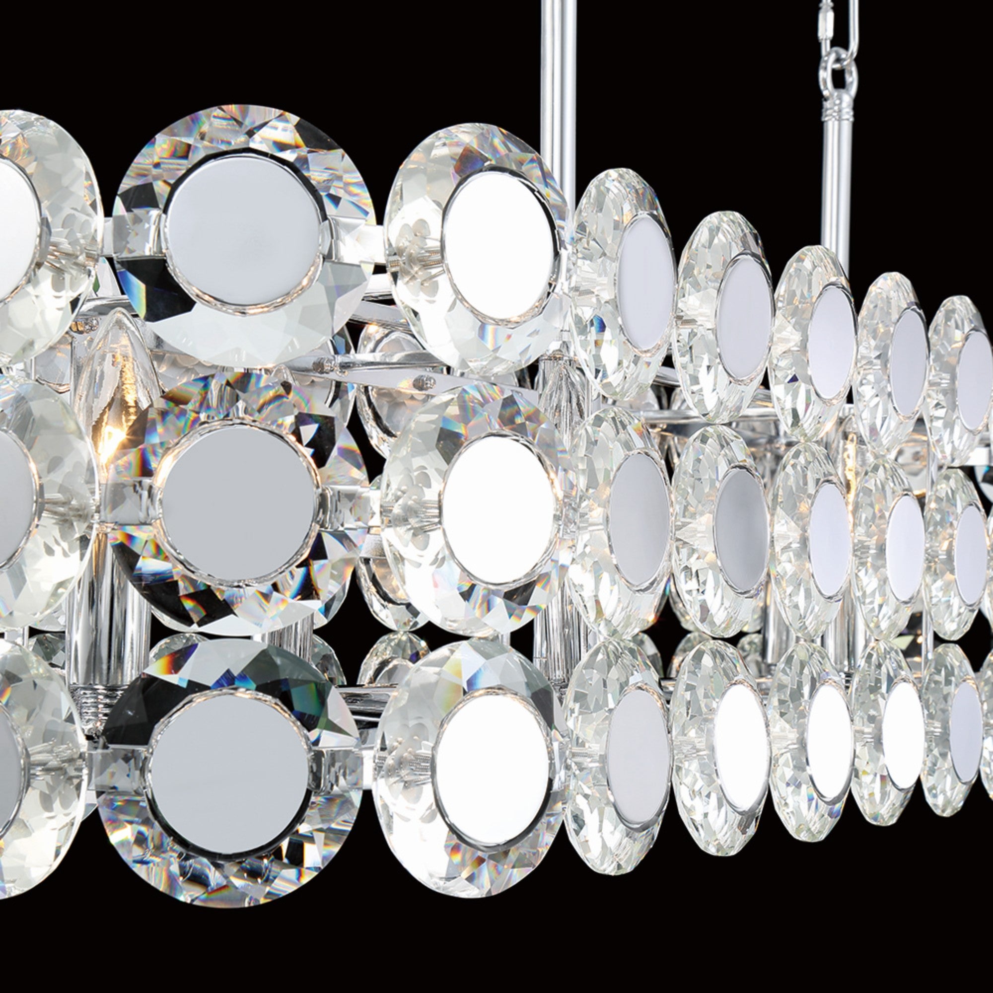 Perrene 8-Light 40" Linear Chandelier, Chrome Finish with Crystals - Bees Lighting