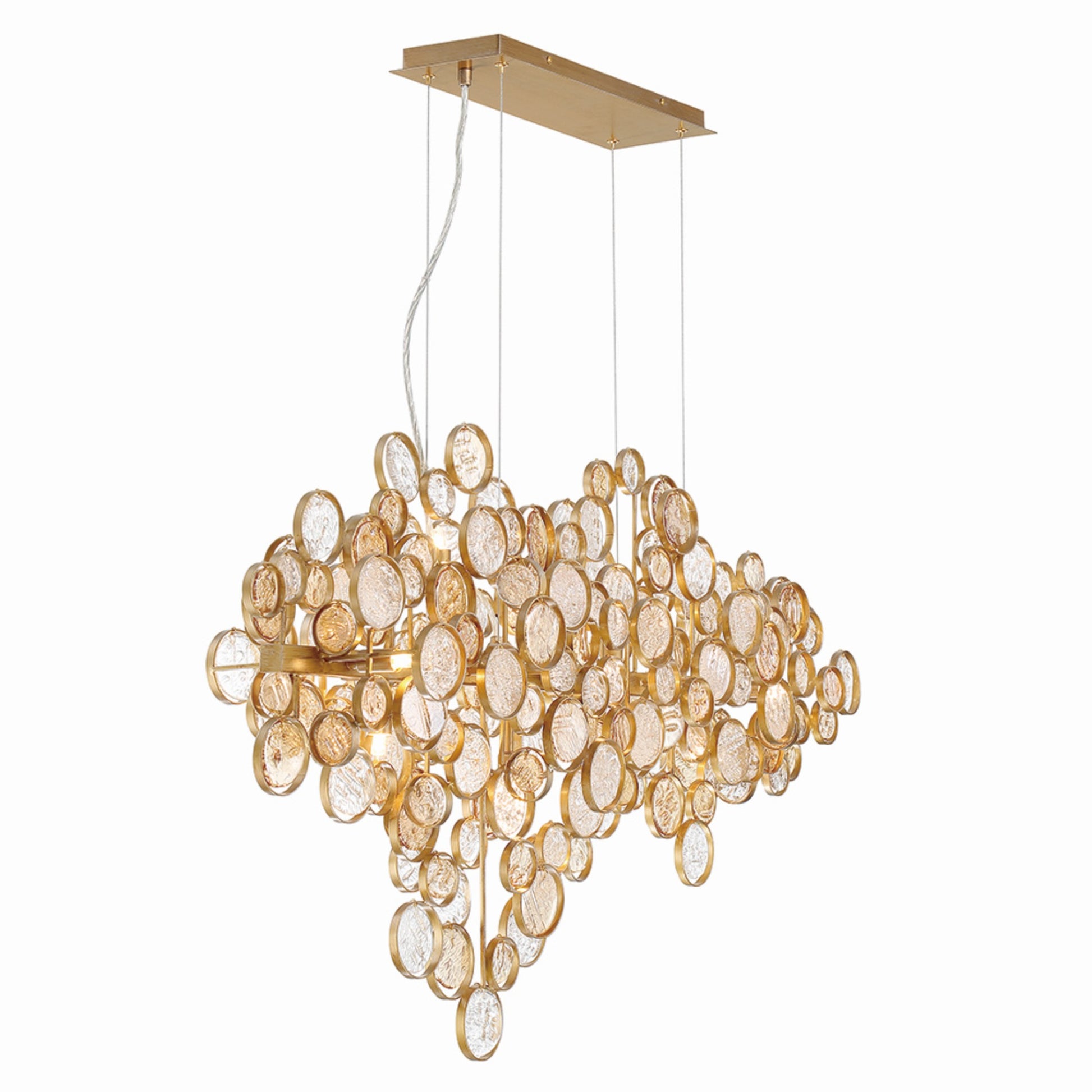 Trento 12-Light 40" Linear Chandelier, Gold Finish - Bees Lighting