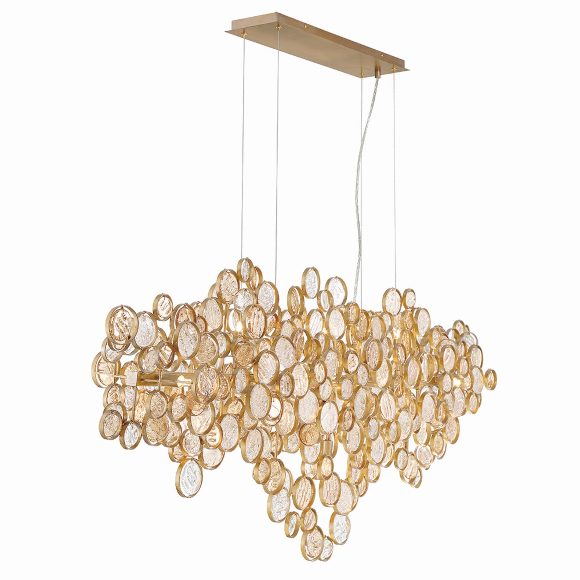 Trento 15-Light 56" Linear Chandelier, Gold Finish - Bees Lighting
