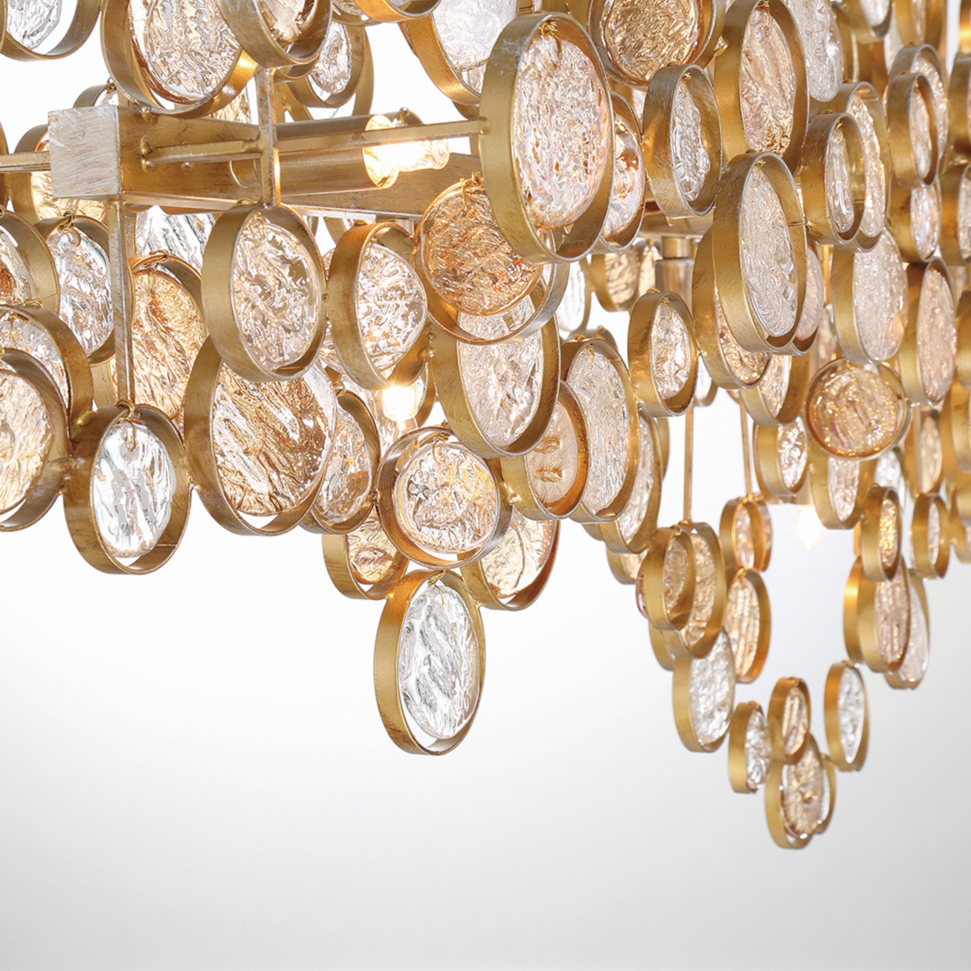 Trento 15-Light 56" Linear Chandelier, Gold Finish - Bees Lighting