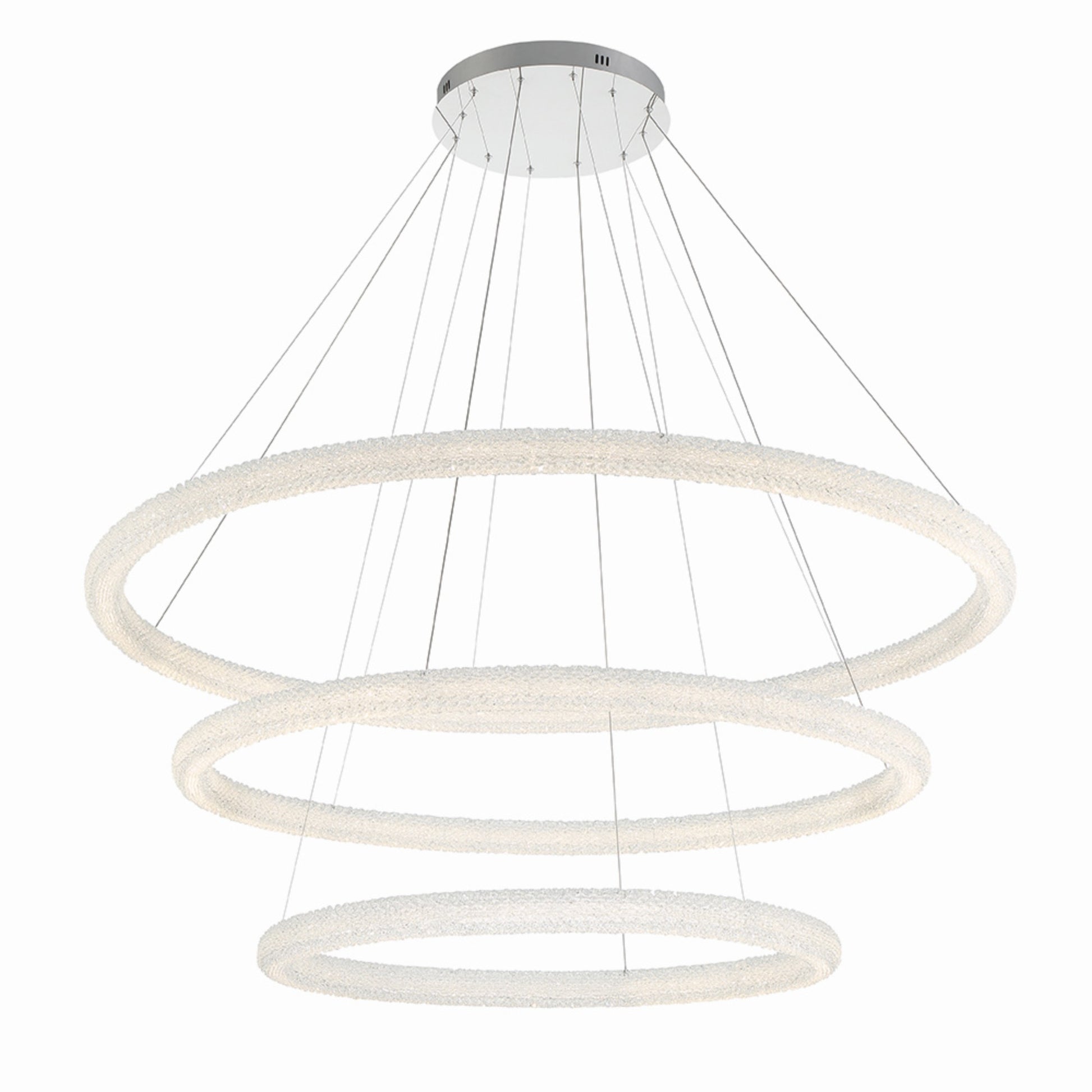Sassi 3-Tiers 60" LED Grand Chandelier, Chrome Finish with Crystals - Bees Lighting