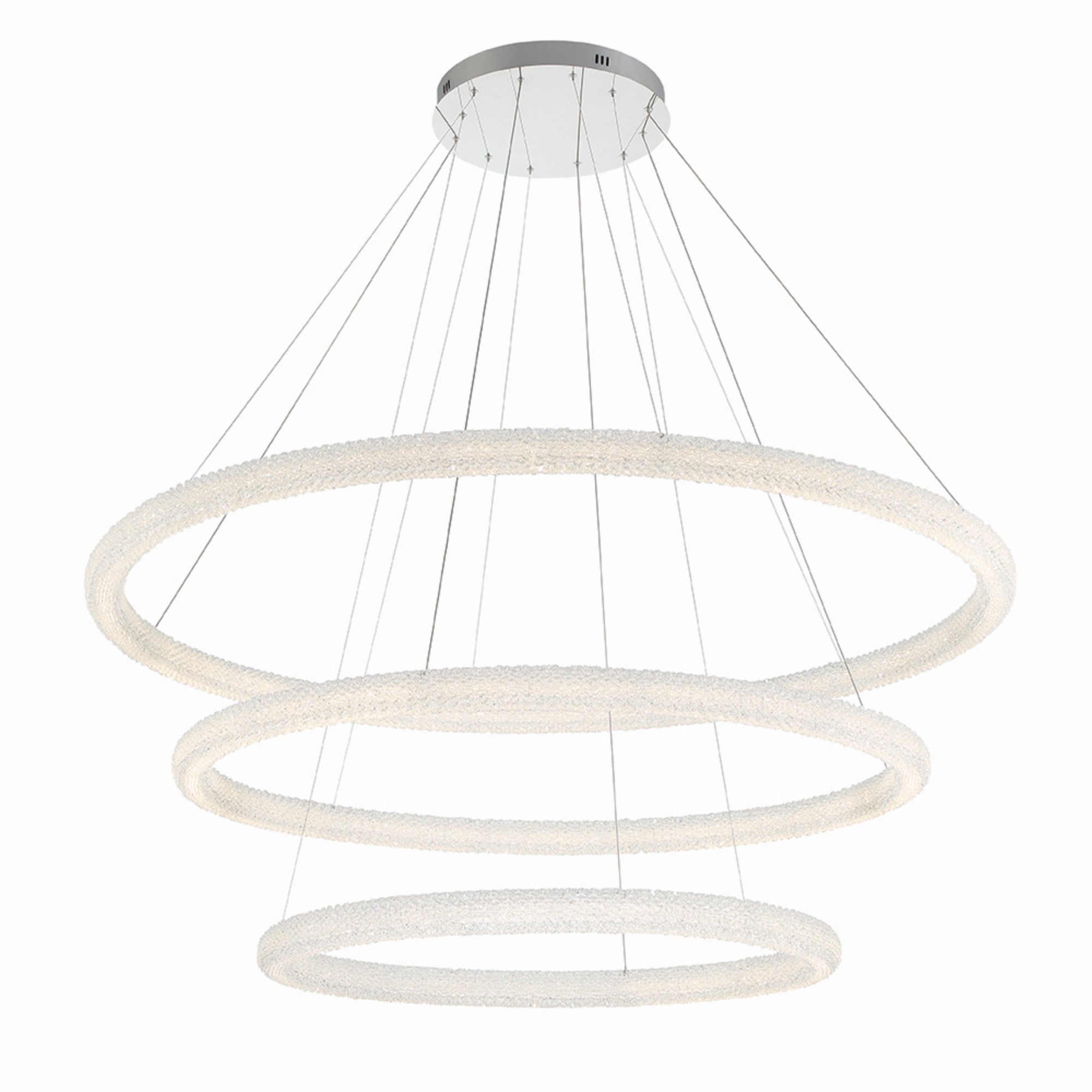 Sassi 3-Tiers 60" LED Grand Chandelier, Chrome Finish with Crystals - Bees Lighting