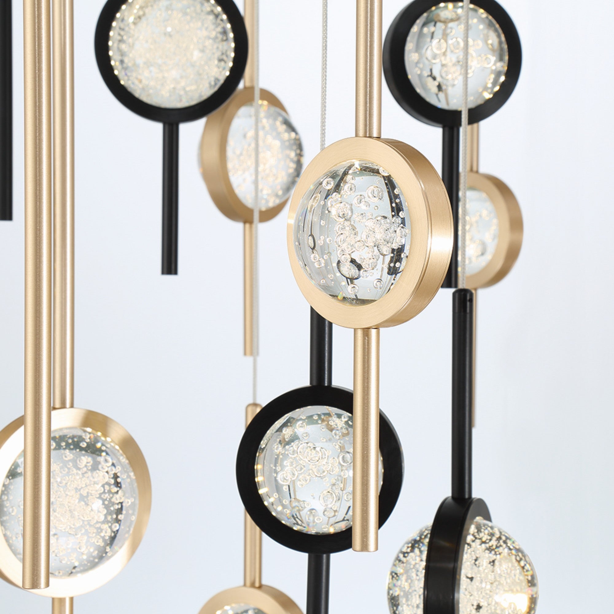 Barletta 26-Light 40" LED Grand Chandelier, Black & Brass Finish - Bees Lighting