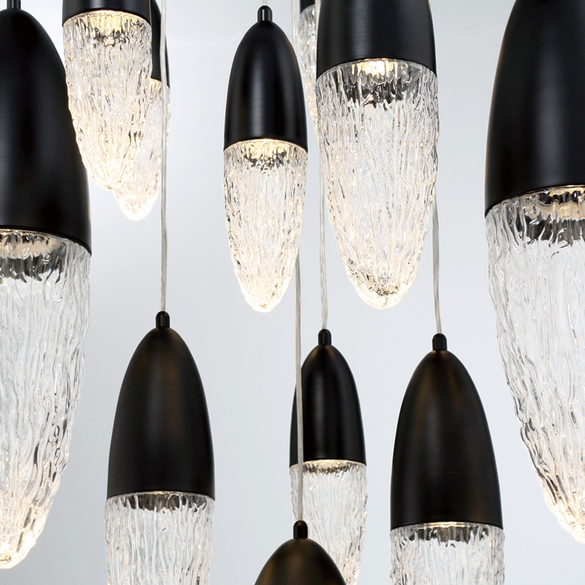 Ecrou 12-Light 30" Multi Drop Chandelier, Black Finish - Bees Lighting