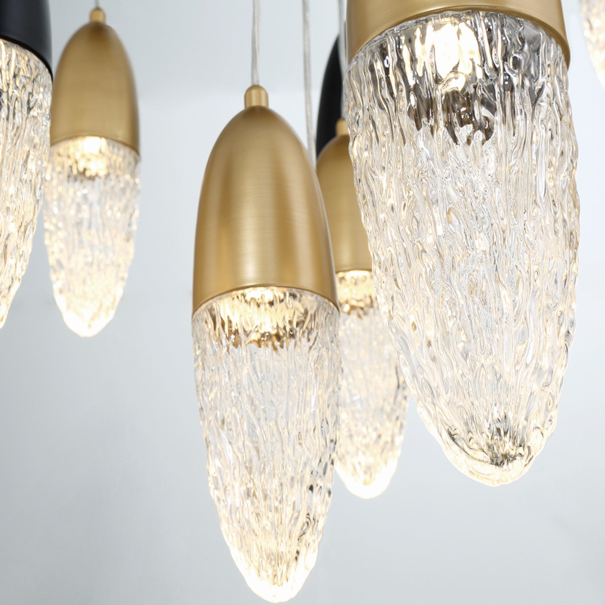 Ecrou 12-Light 30" Multi Drop Chandelier, Gold & Black Finish - Bees Lighting