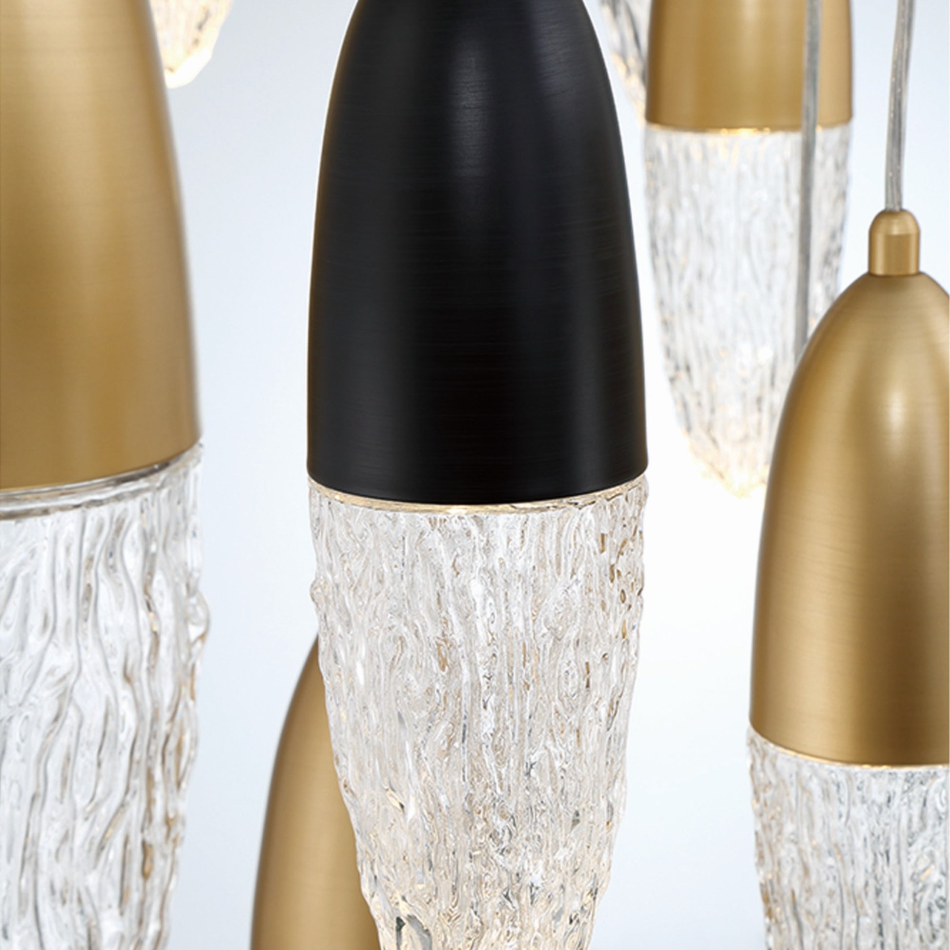Ecrou 12-Light 30" Multi Drop Chandelier, Gold & Black Finish - Bees Lighting