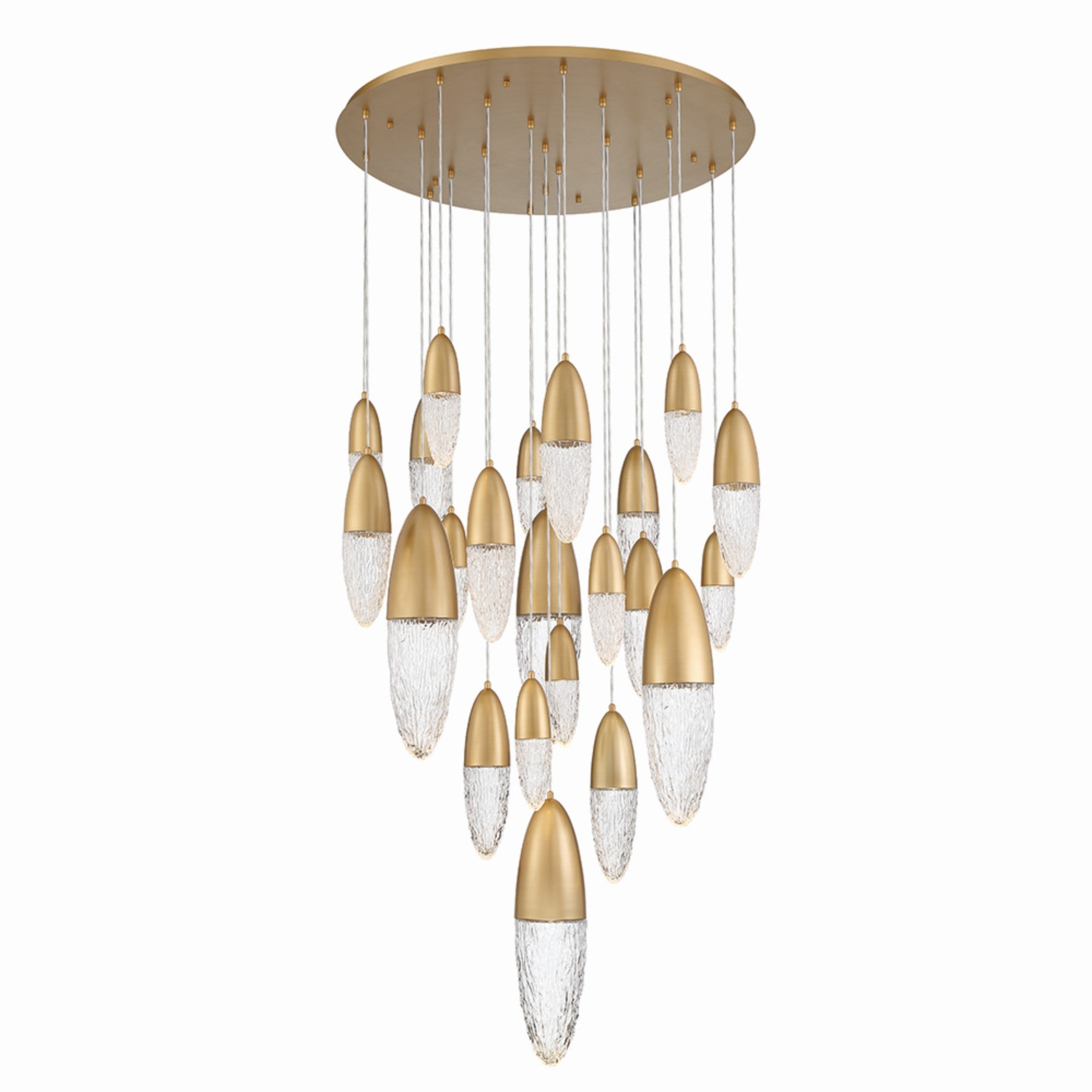Ecrou 22-Light 40" Grand Chandelier, Satin Gold Finish - Bees Lighting