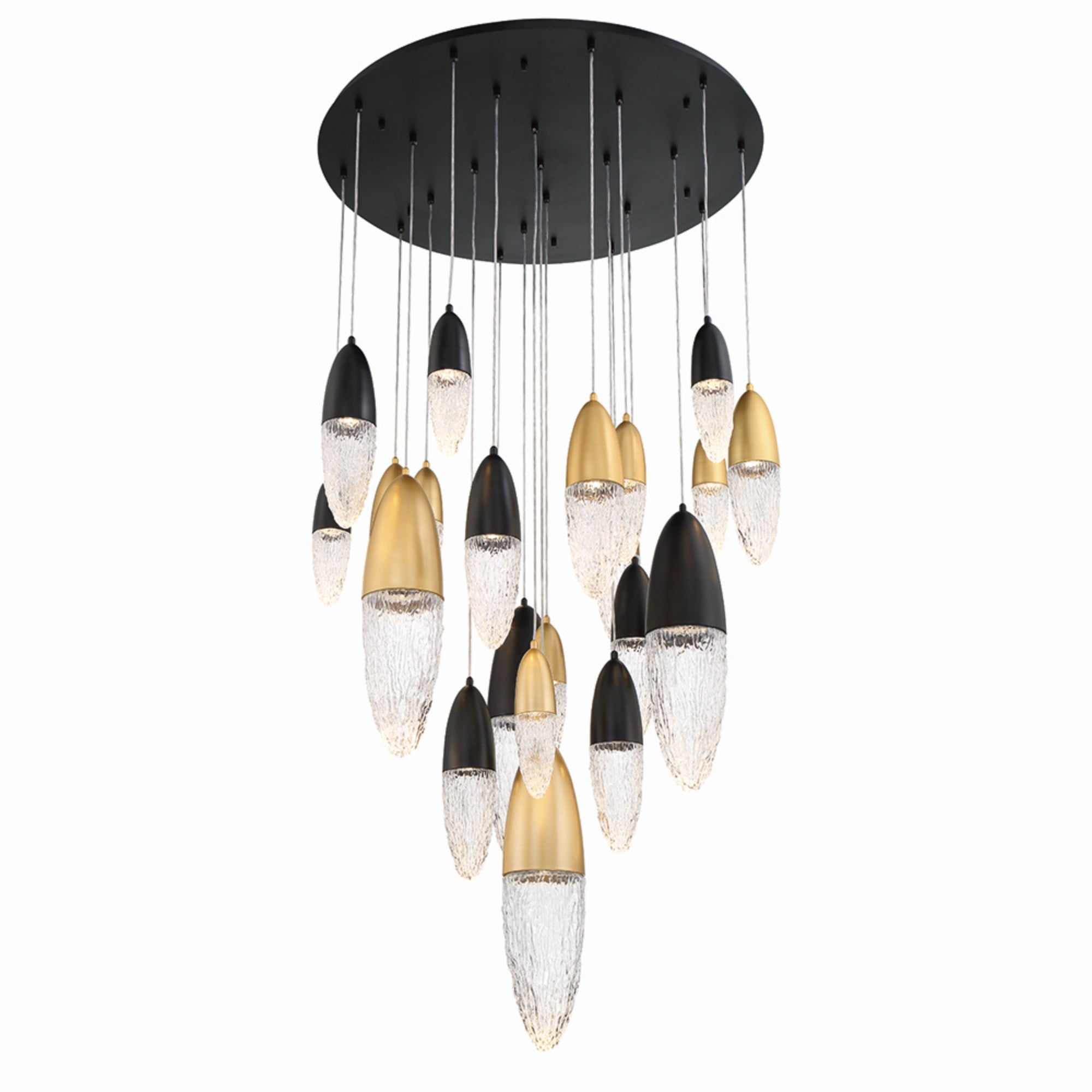 Ecrou 22-Light 40" Grand Chandelier, Gold & Black Finish - Bees Lighting