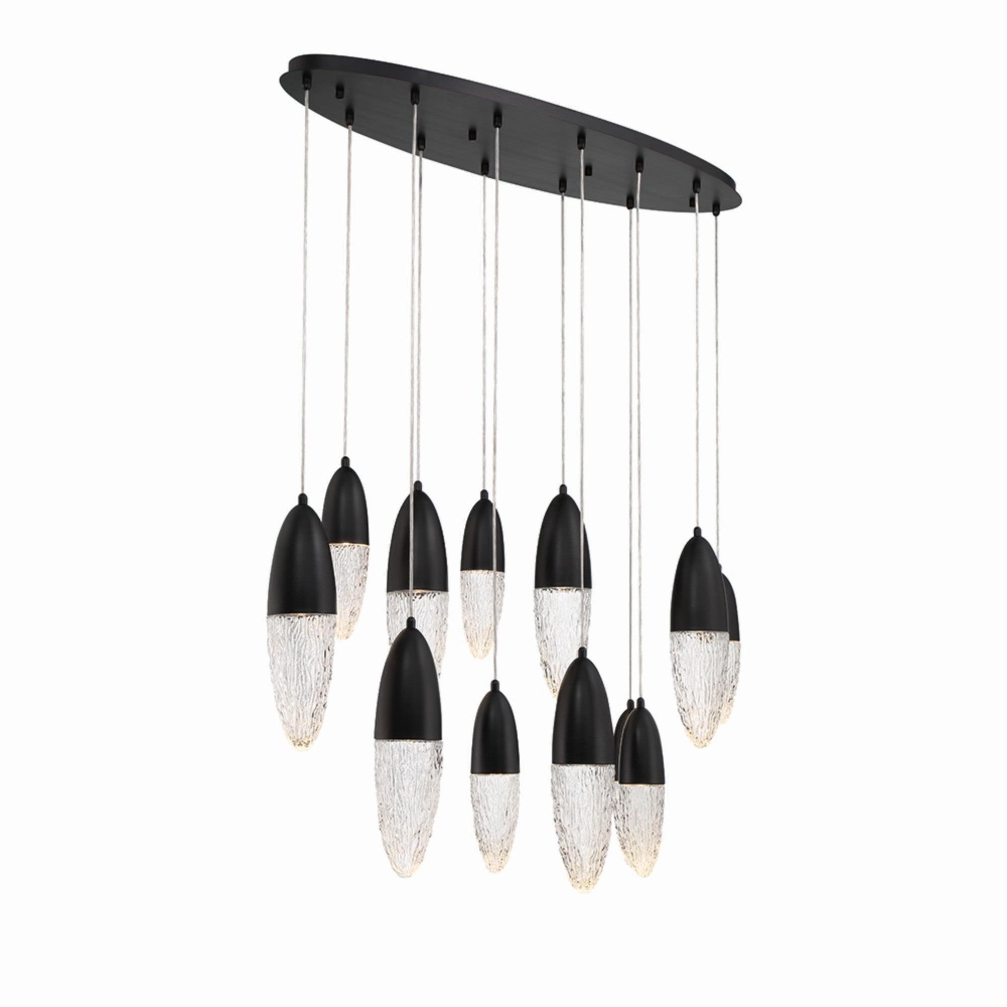Ecrou 12-Light 44" Linear Chandelier, Black Finish - Bees Lighting