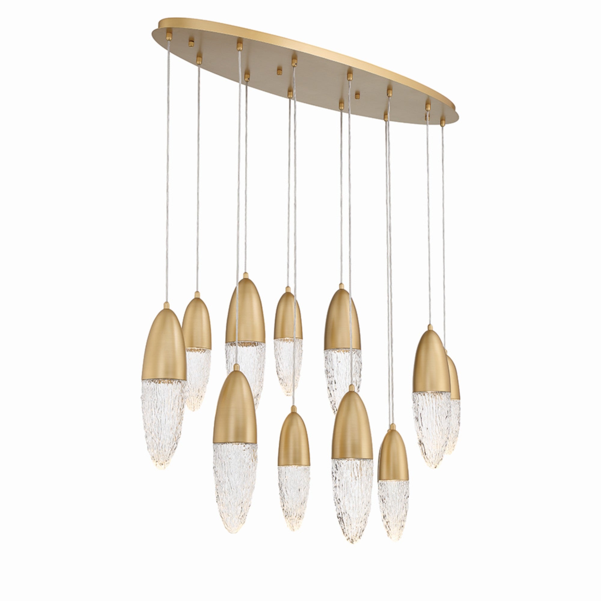 Ecrou 12-Light 44" Linear Chandelier, Satin Gold Finish - Bees Lighting