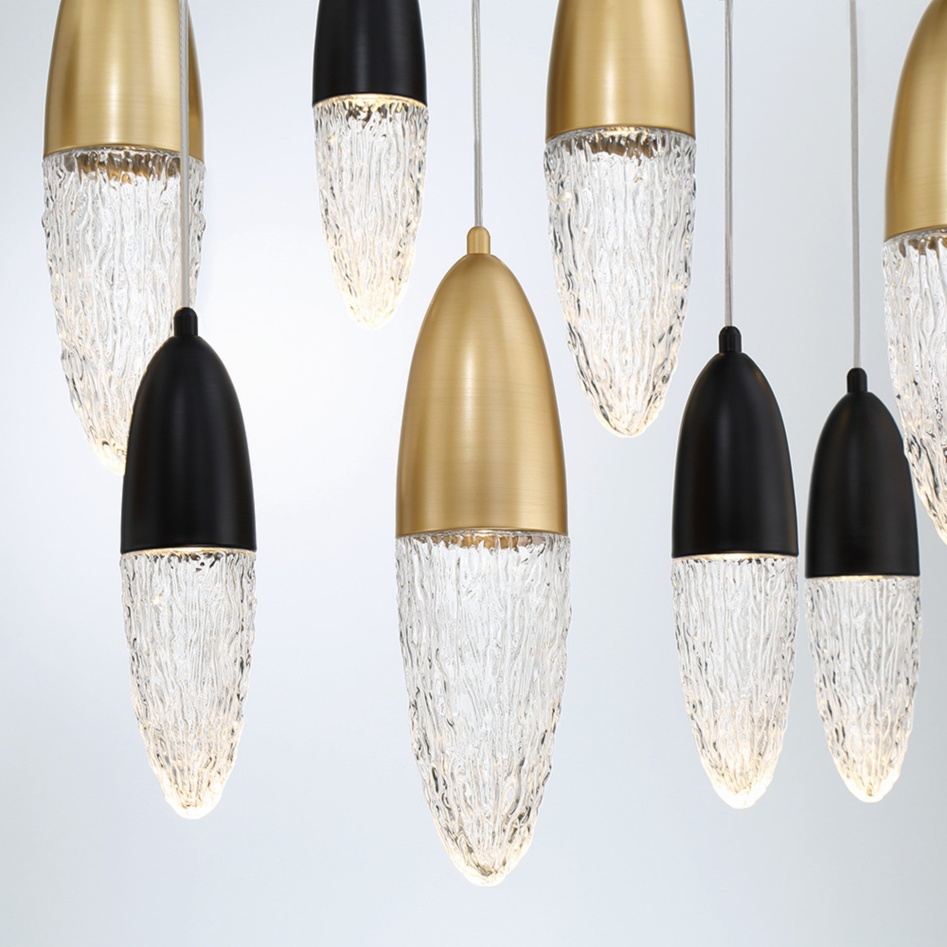 Ecrou 12-Light 44" Linear Chandelier, Gold & Black Finish - Bees Lighting