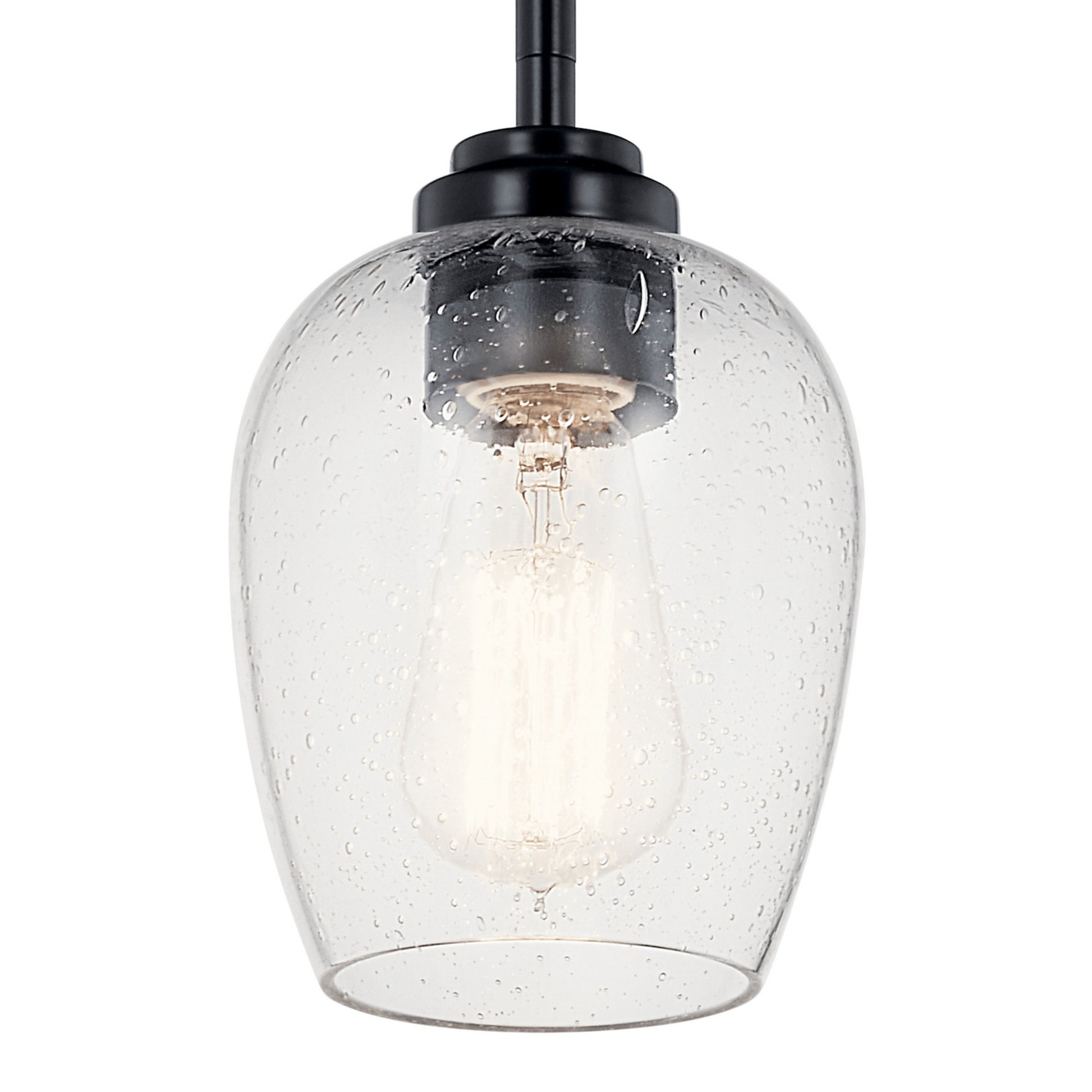 Valserrano 5" Mini Pendant, Black Finish, Clear Etched Glass - Bees Lighting
