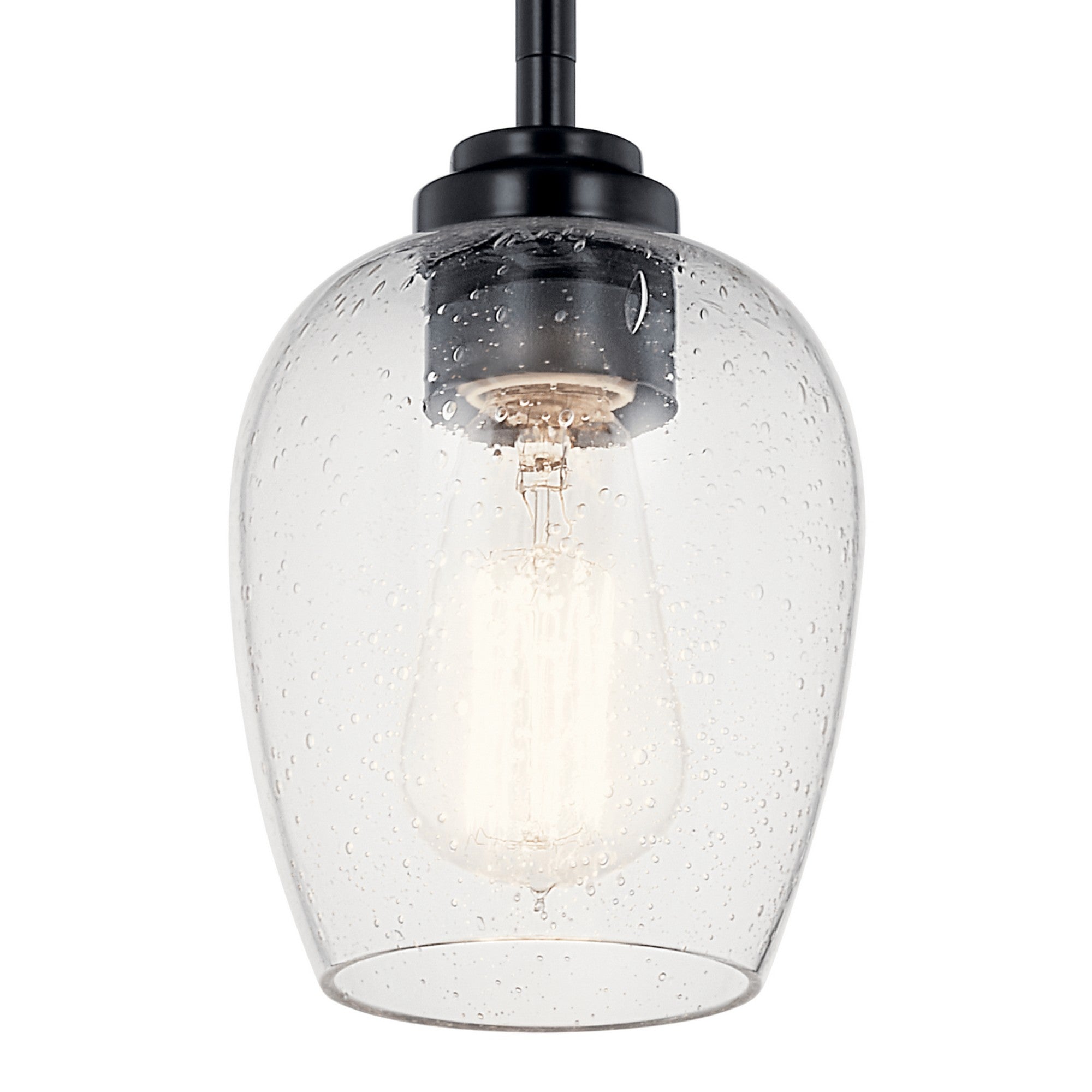 Valserrano 5" Mini Pendant, Black Finish, Clear Etched Glass - Bees Lighting