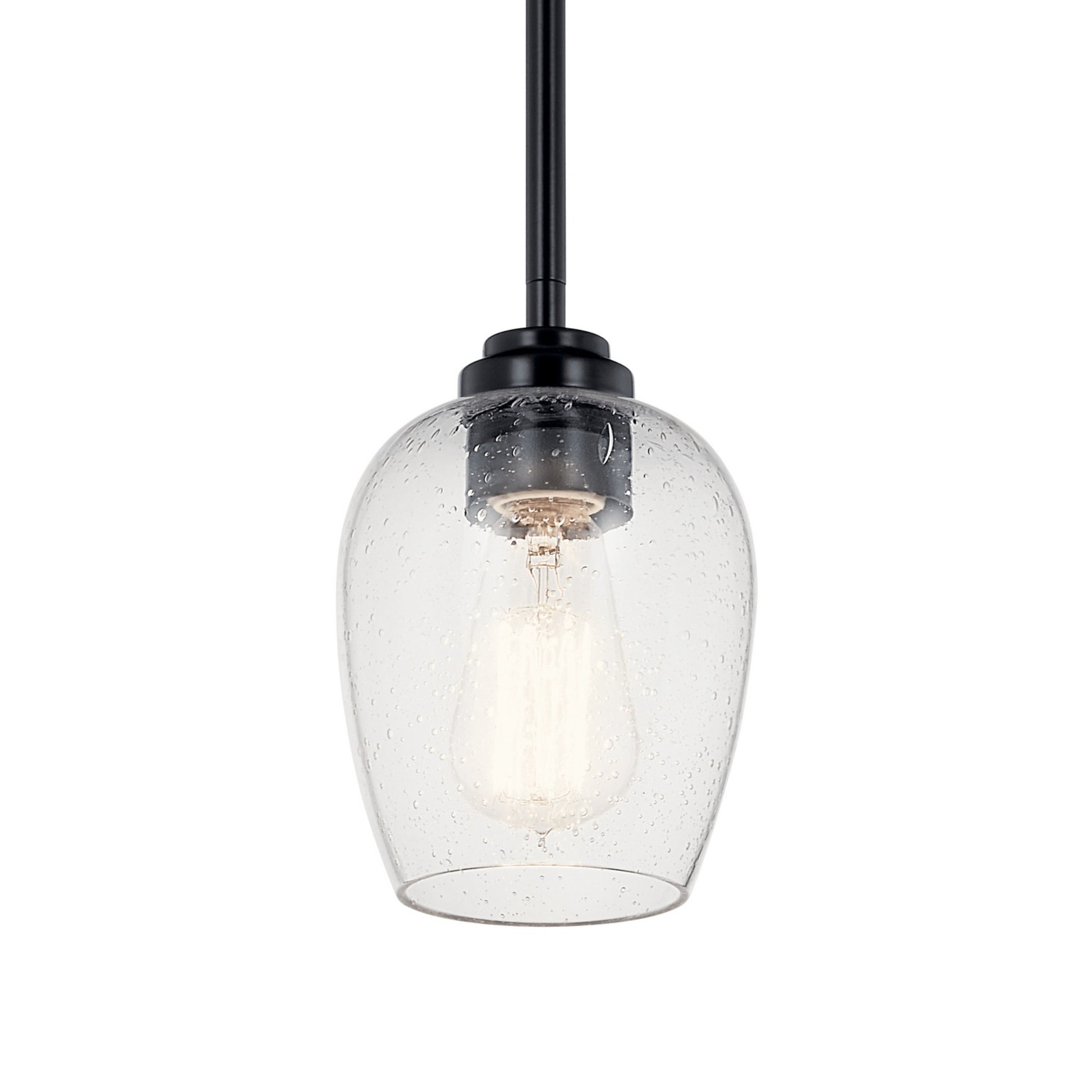 Valserrano 5" Mini Pendant, Black Finish, Clear Etched Glass - Bees Lighting